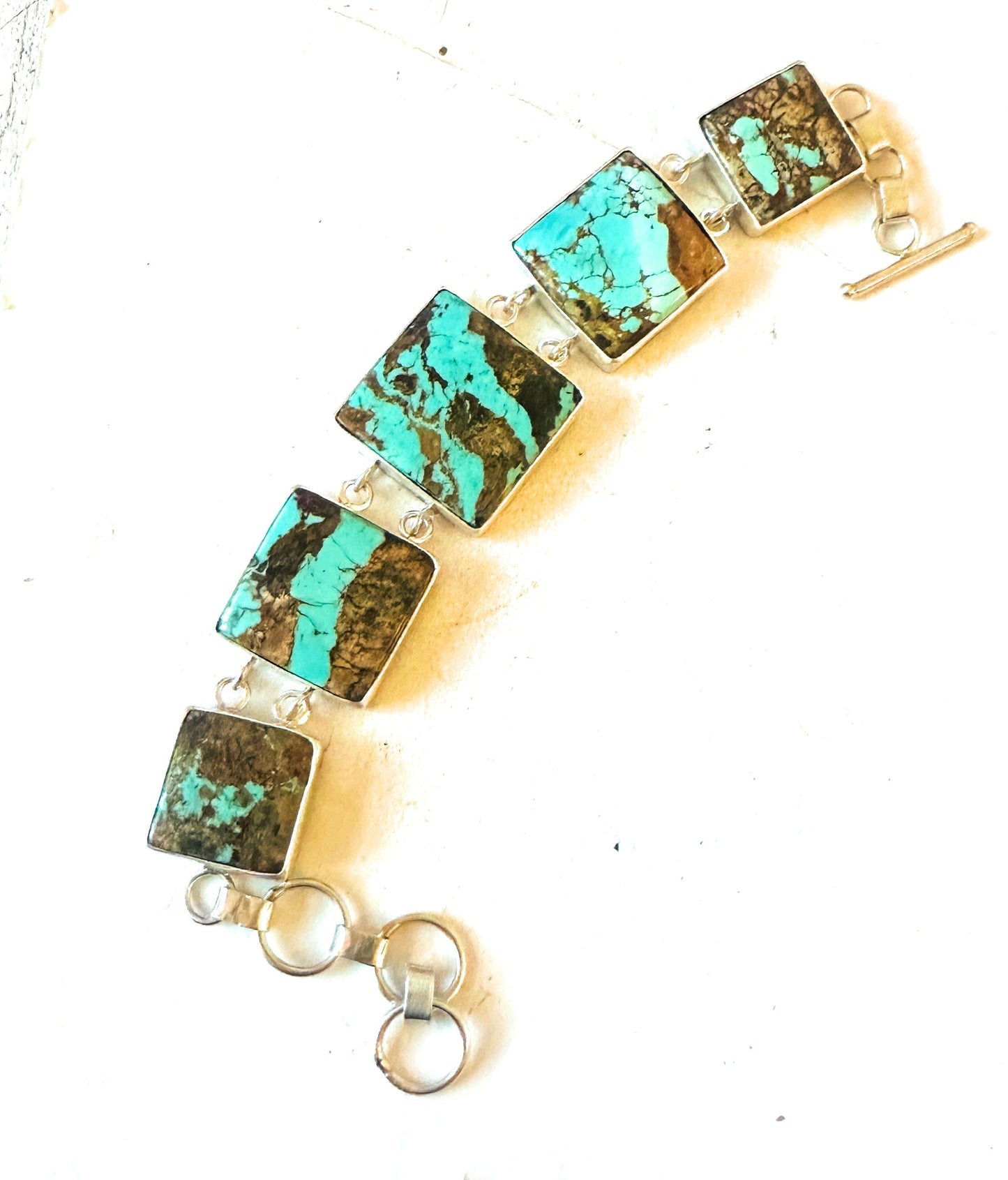 Handcrafted Number 8 Turquoise & Sterling Silver Link Bracelet