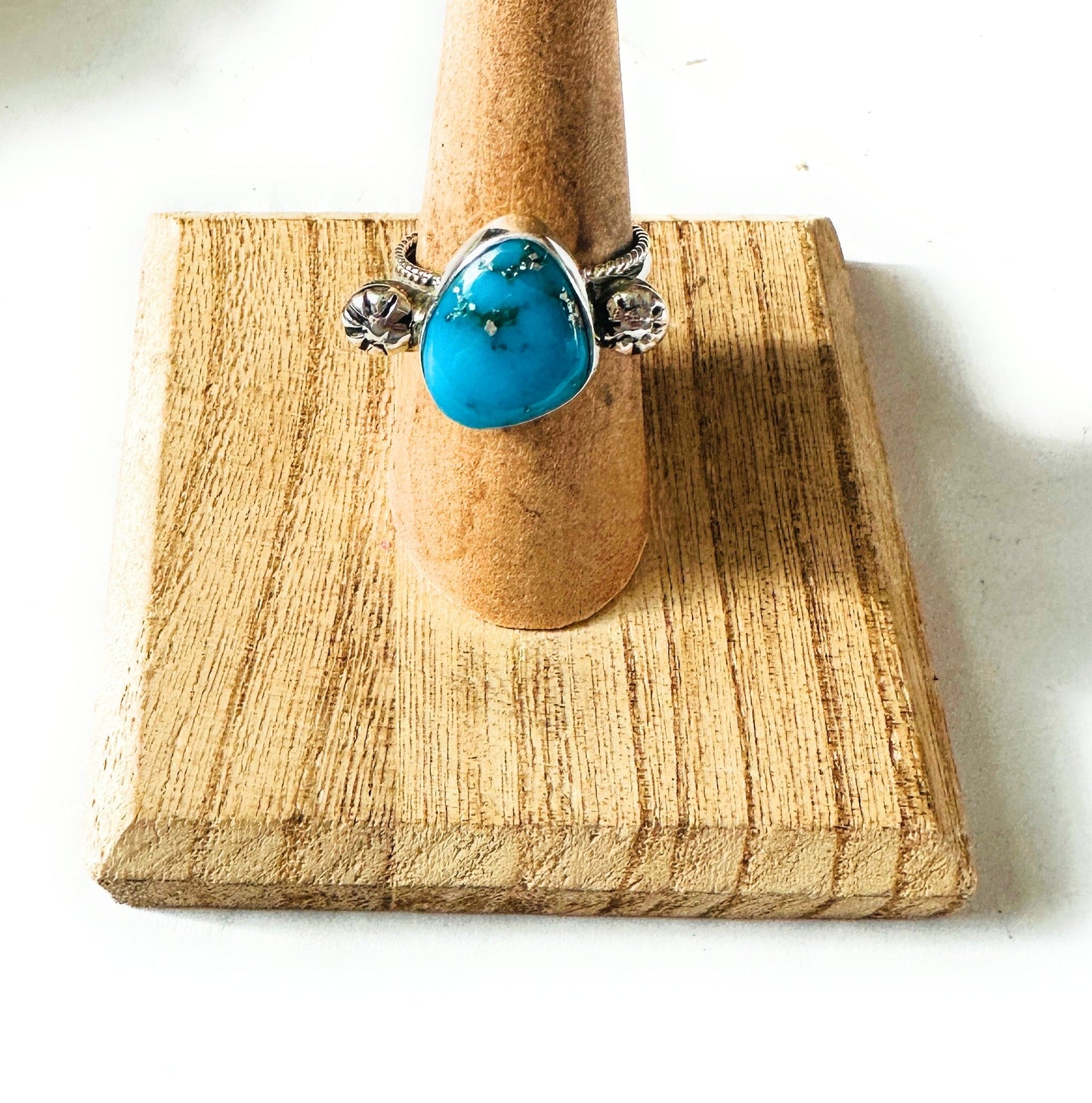 Handcrafted Turquoise & Sterling Silver Ring Size 6.5