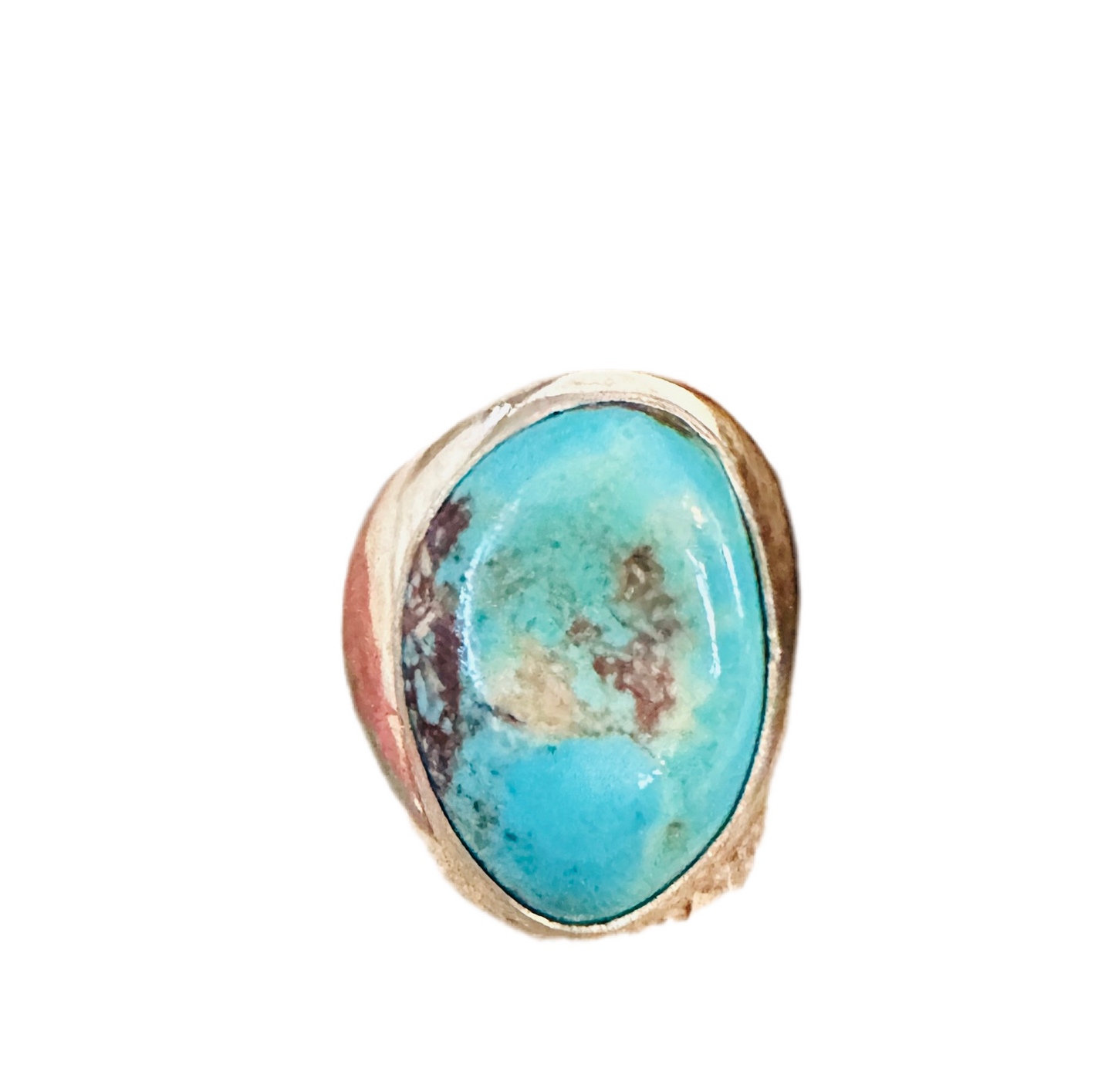 Handcrafted Turquoise & Sterling Silver Cigar Band Ring Size 11.5