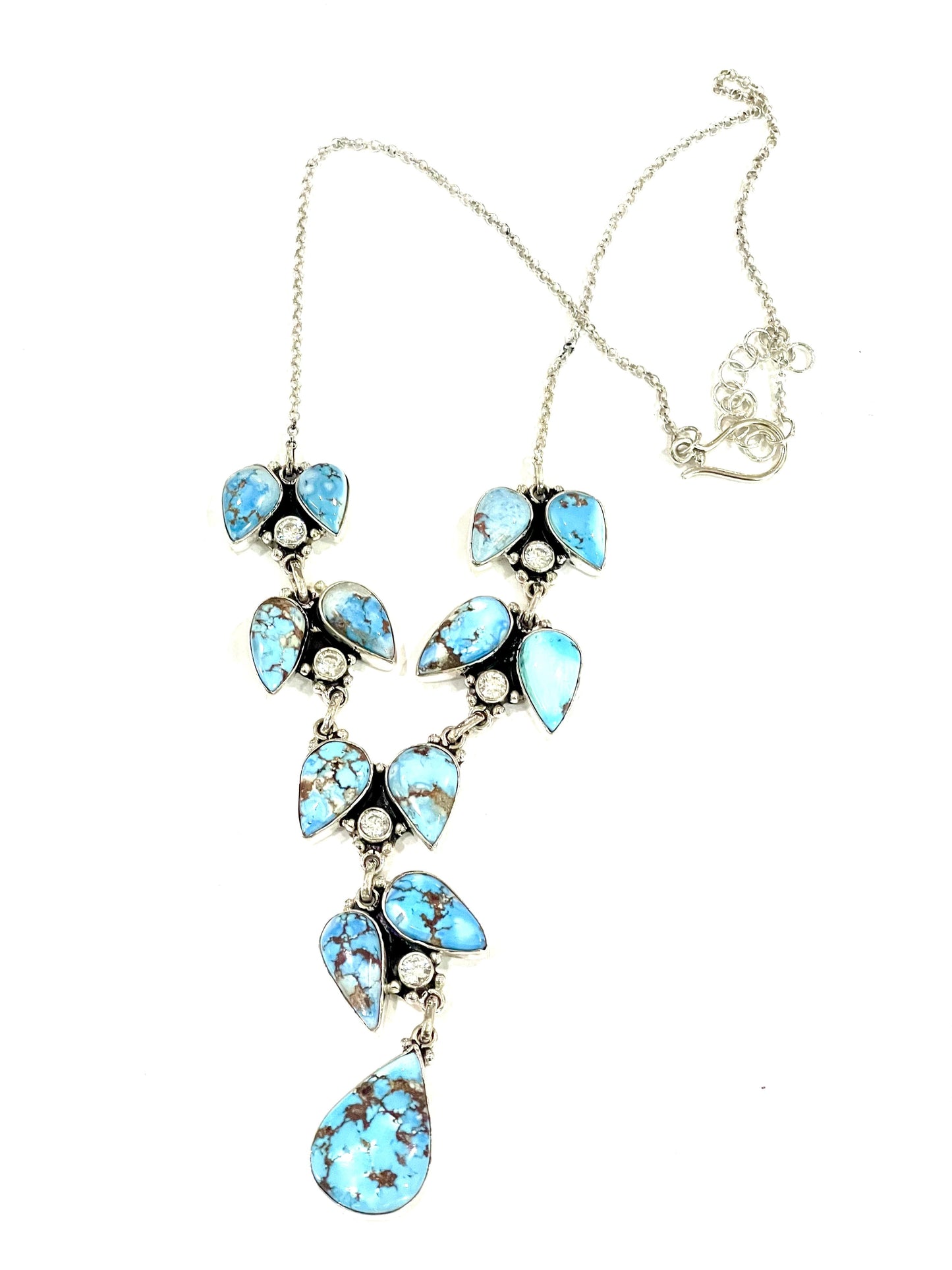 Handmade Sterling Silver, CZ & Golden Hills Cluster Necklace