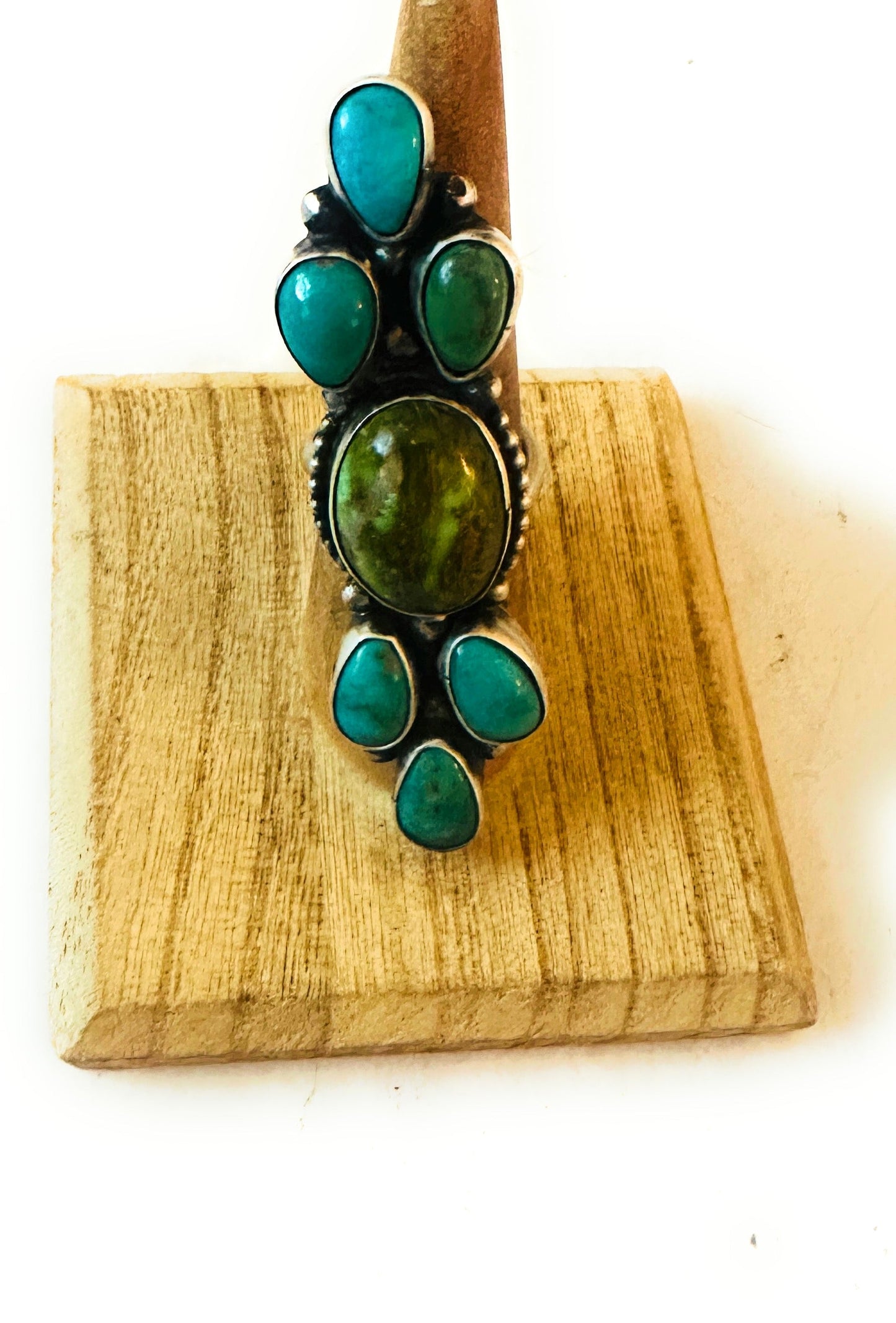 Handcrafted Turquoise & Sterling Silver Adjustable Statement Ring