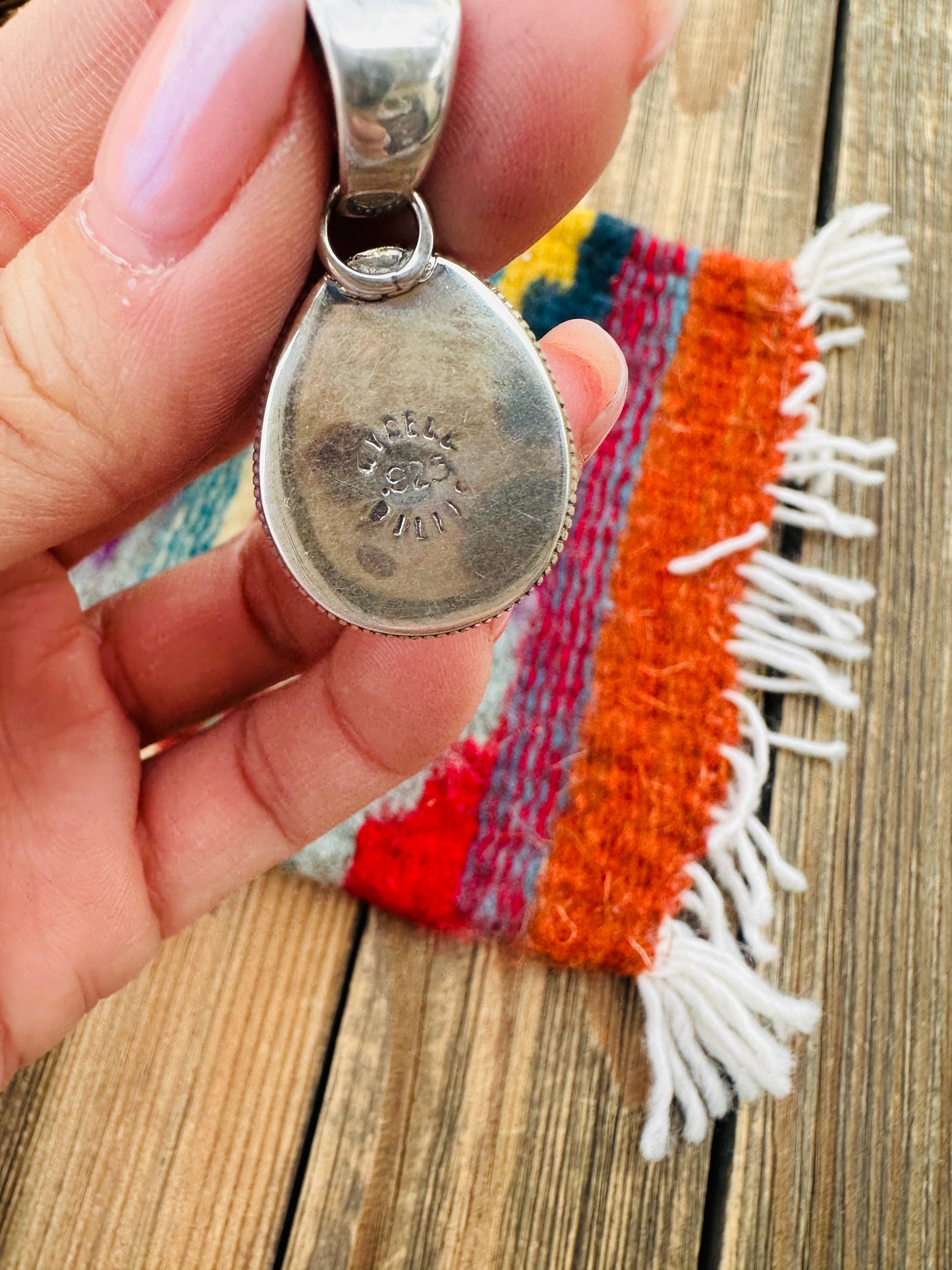 Handcrafted Sterling Silver & White Buffalo Pendant by Wydell Billie