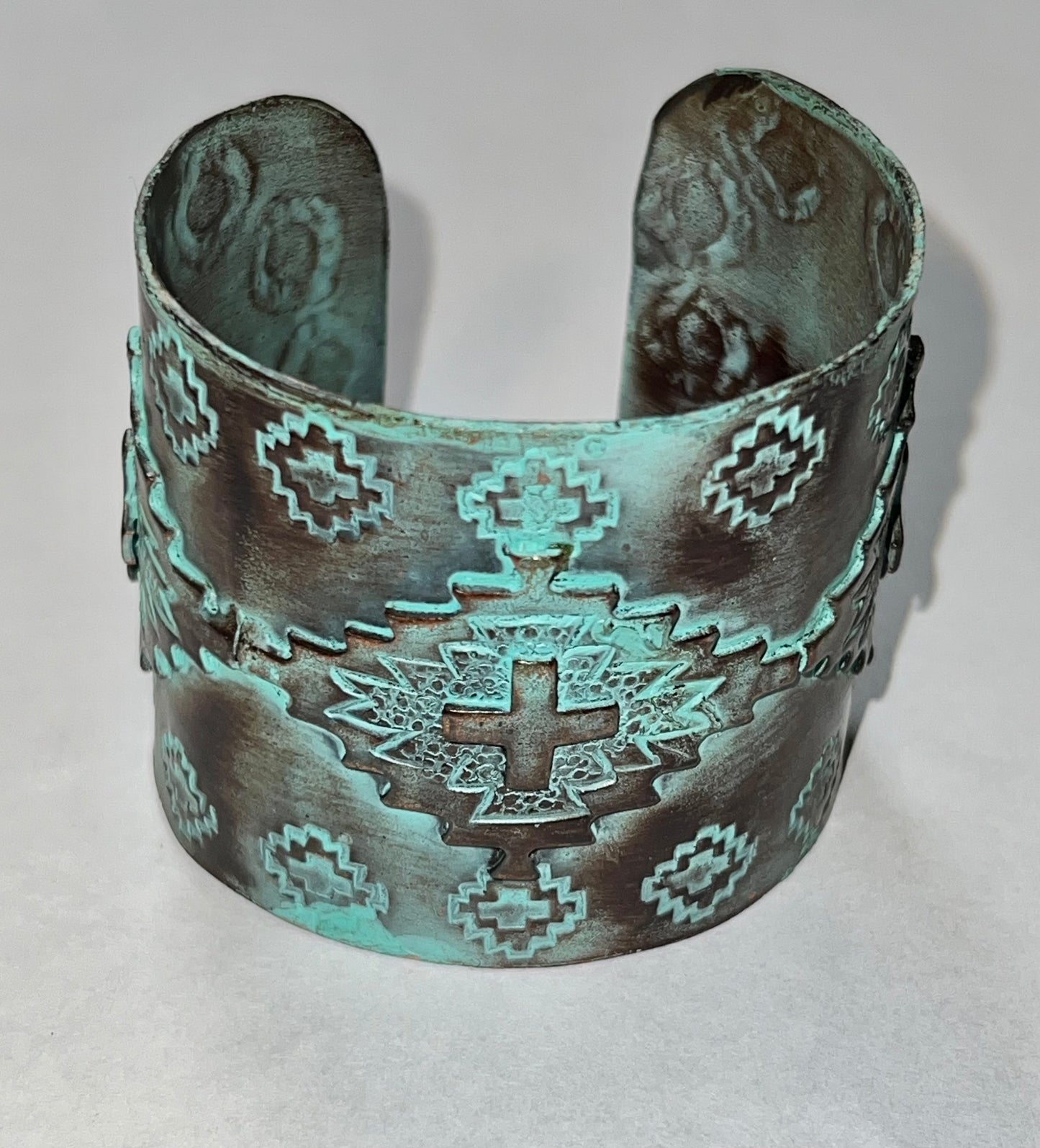 Brass Patina Cross Cuff Bracelet