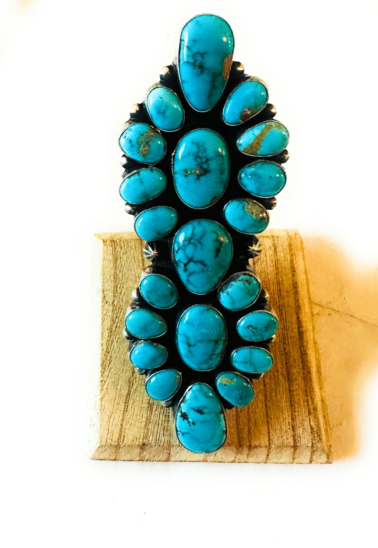 Handcrafted Sterling Silver & Kingman Turquoise Ring Size 6