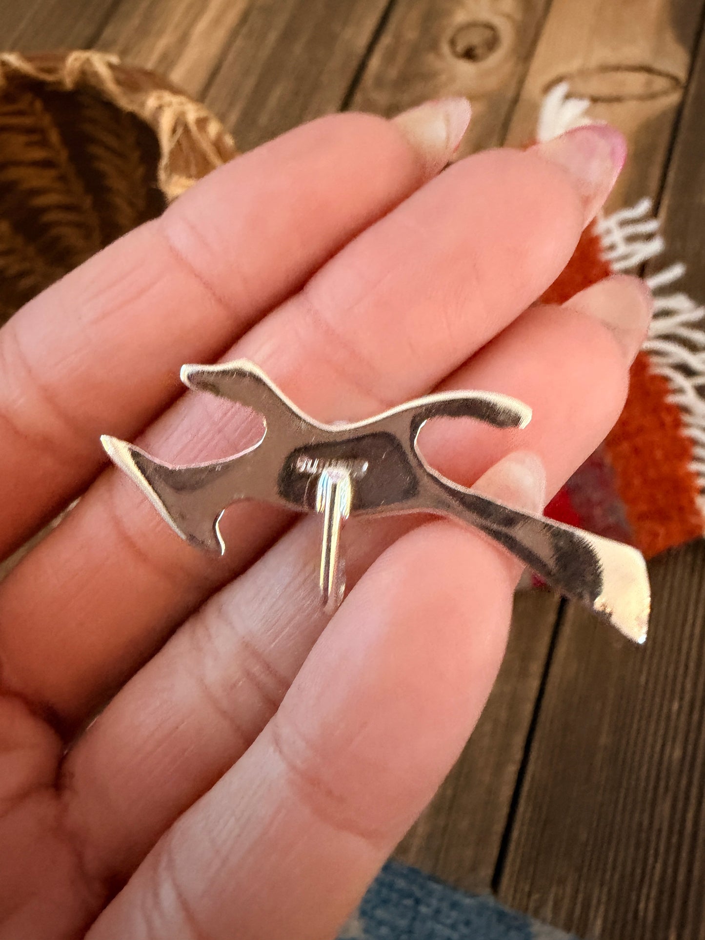 Handcrafted Sterling Silver & Onyx Road Runner Pendant by Joseph Martinez