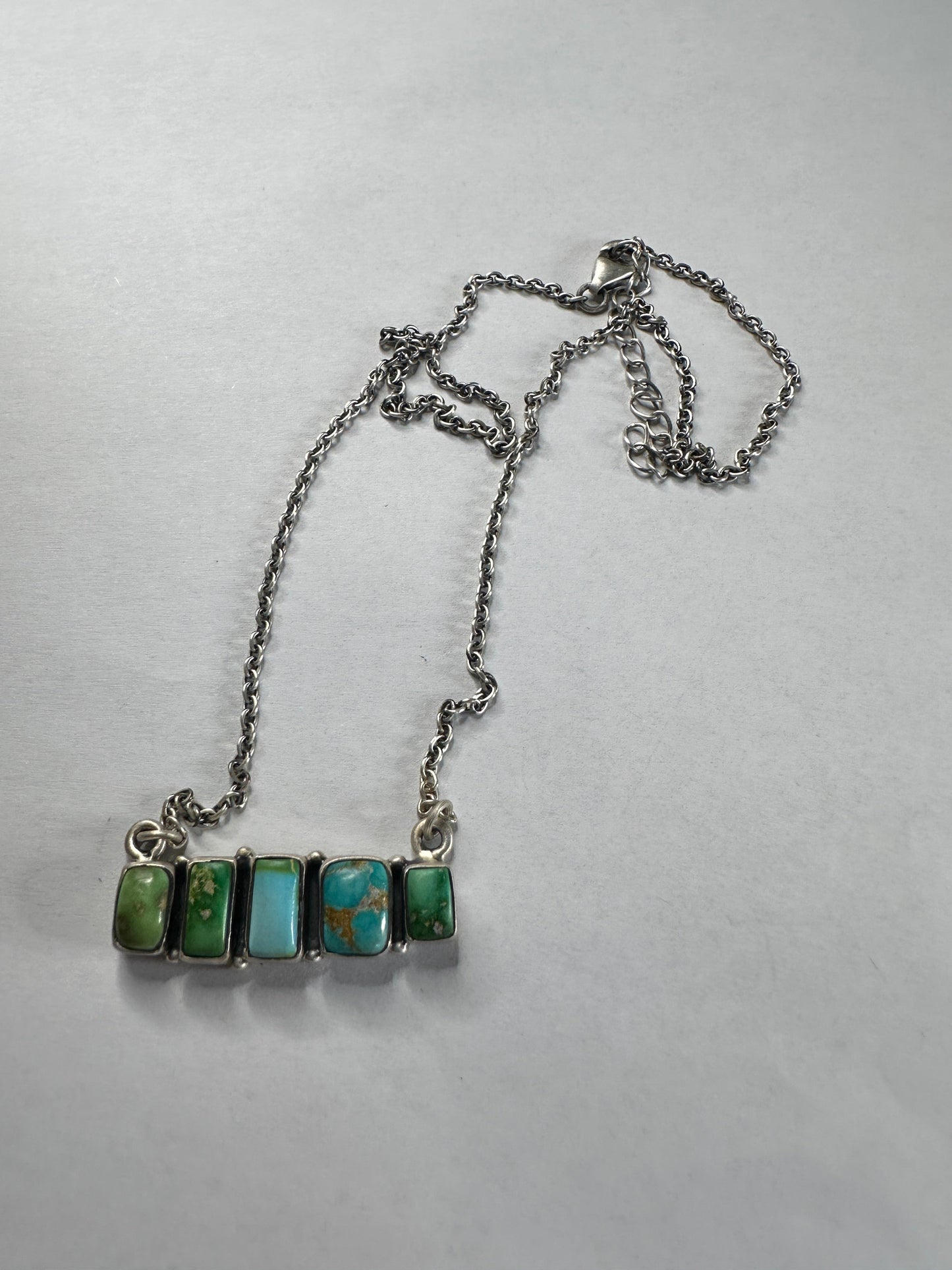 Handmade Sterling Silver & Sonoran Mountain Turquoise Bar Necklace
