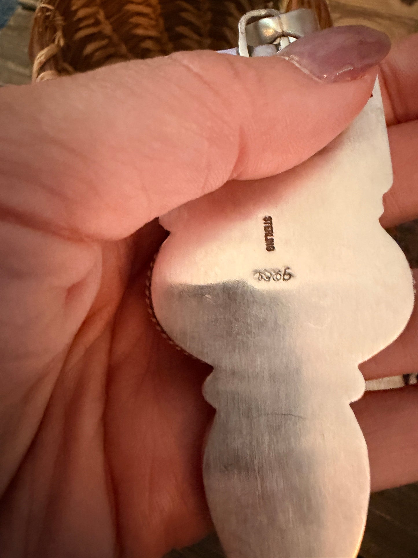 Handcrafted Sterling Silver & White Buffalo Pendant by Fred Francis