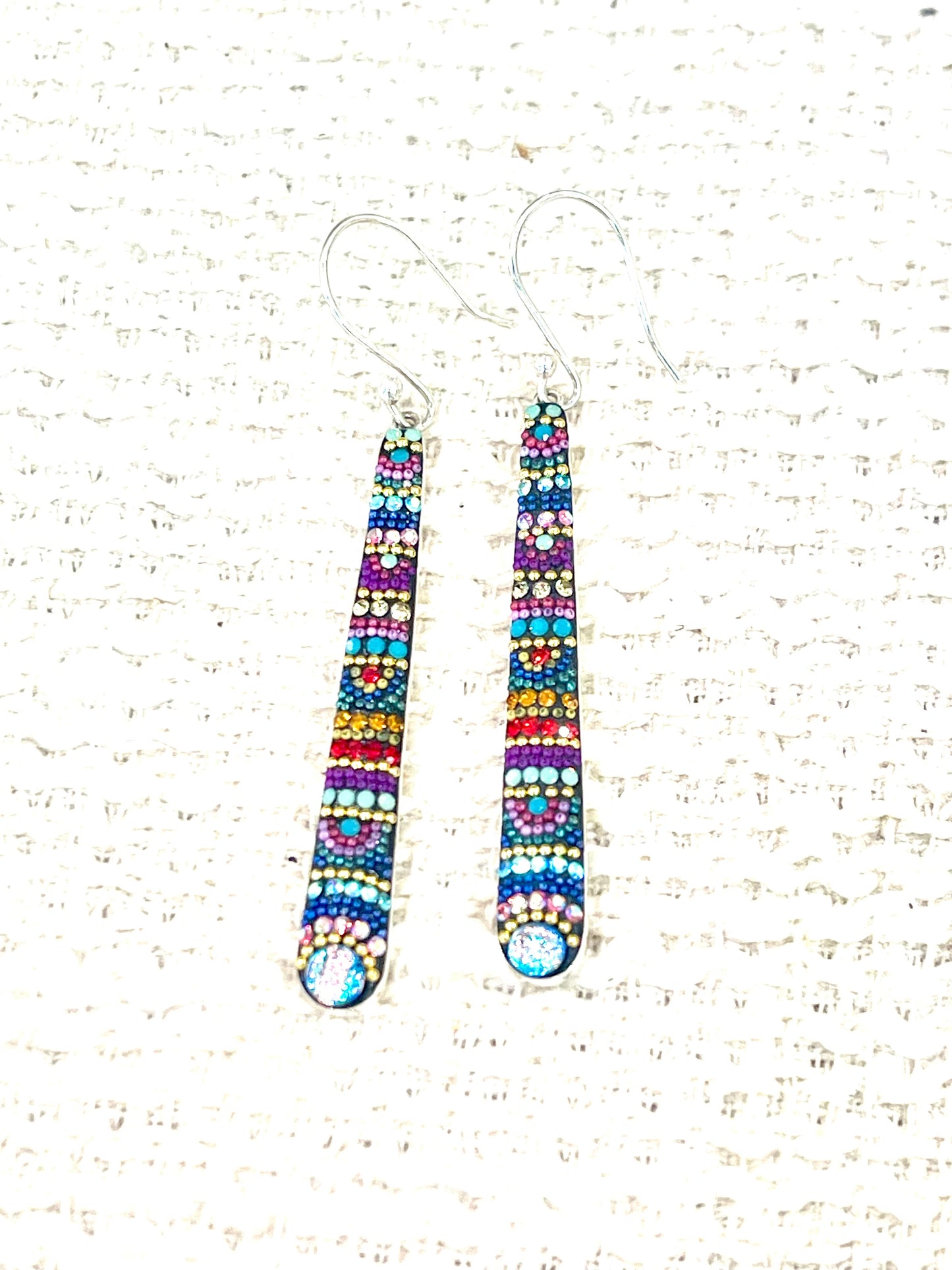 Handmade In Mexico Sterling Silver Multi Color Swarovski Crsytal Dangle Earrings