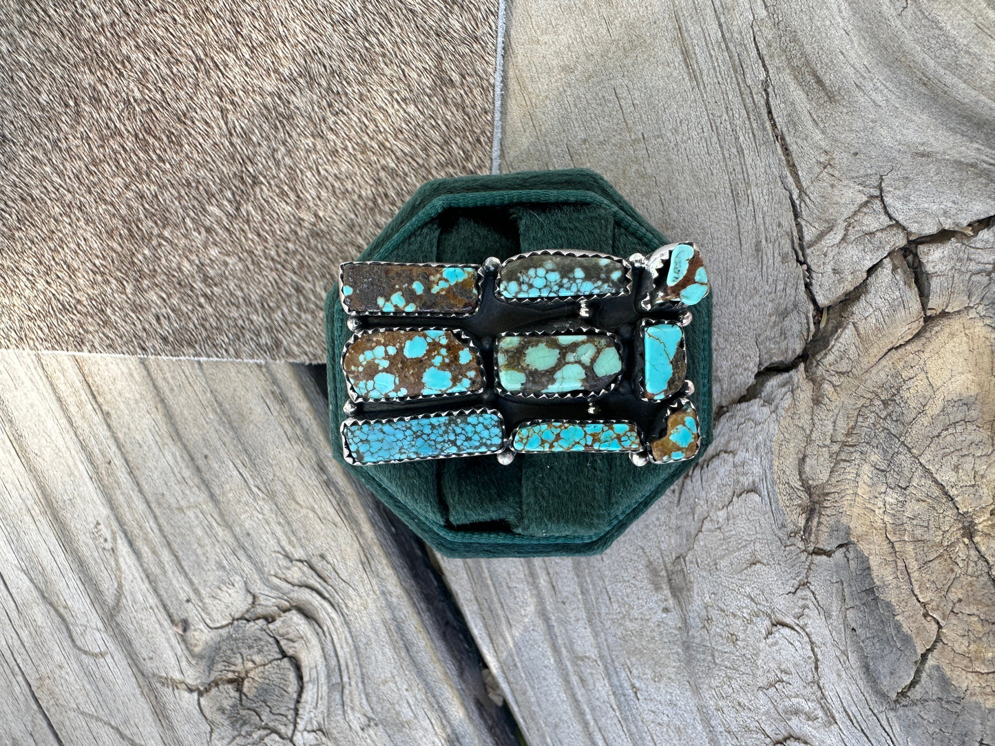 Beautiful Handmade Sterling Silver & Number 8 Turquoise Adjustable Ring