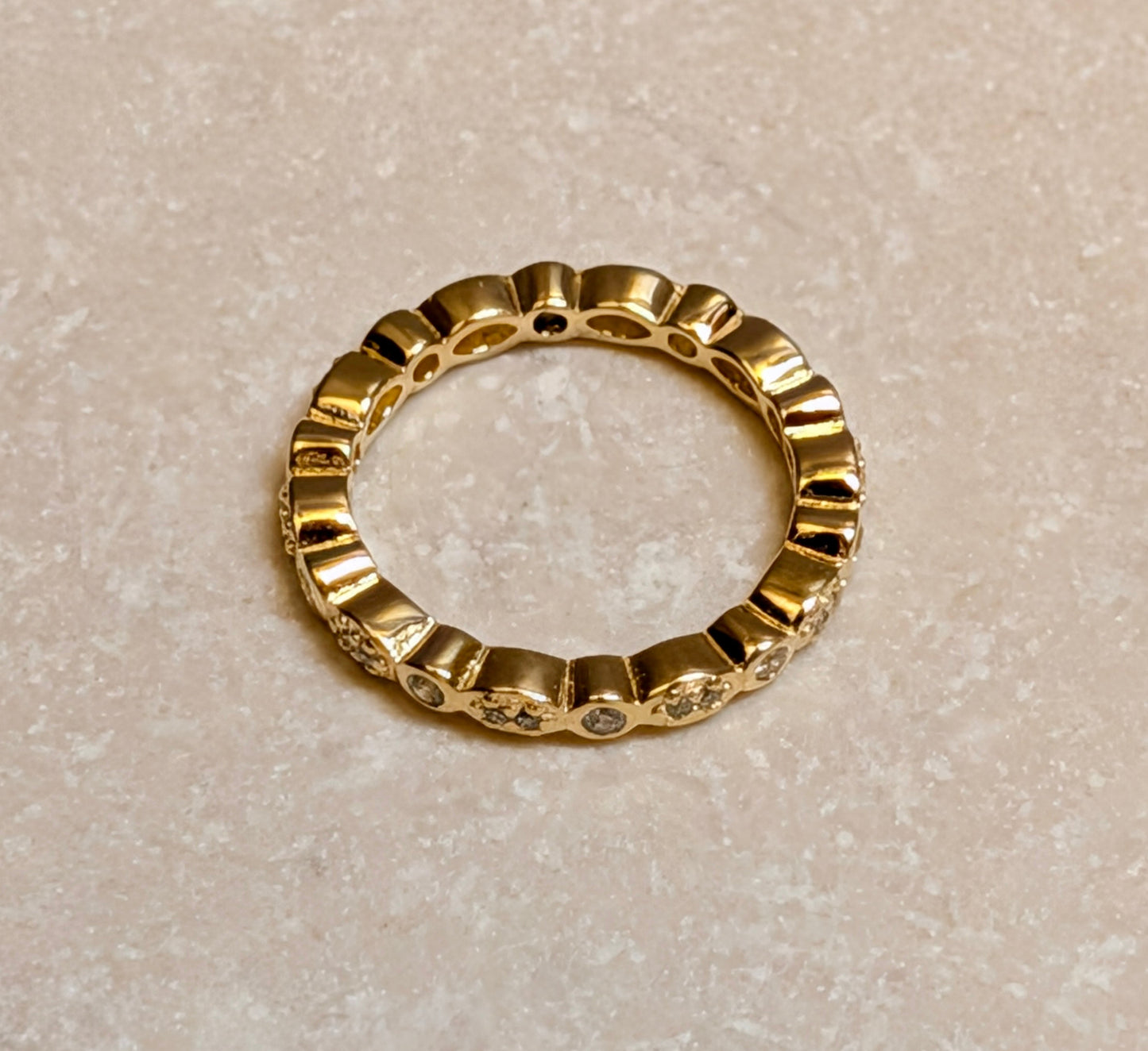 14k Gold CZ Bezel Band Ring