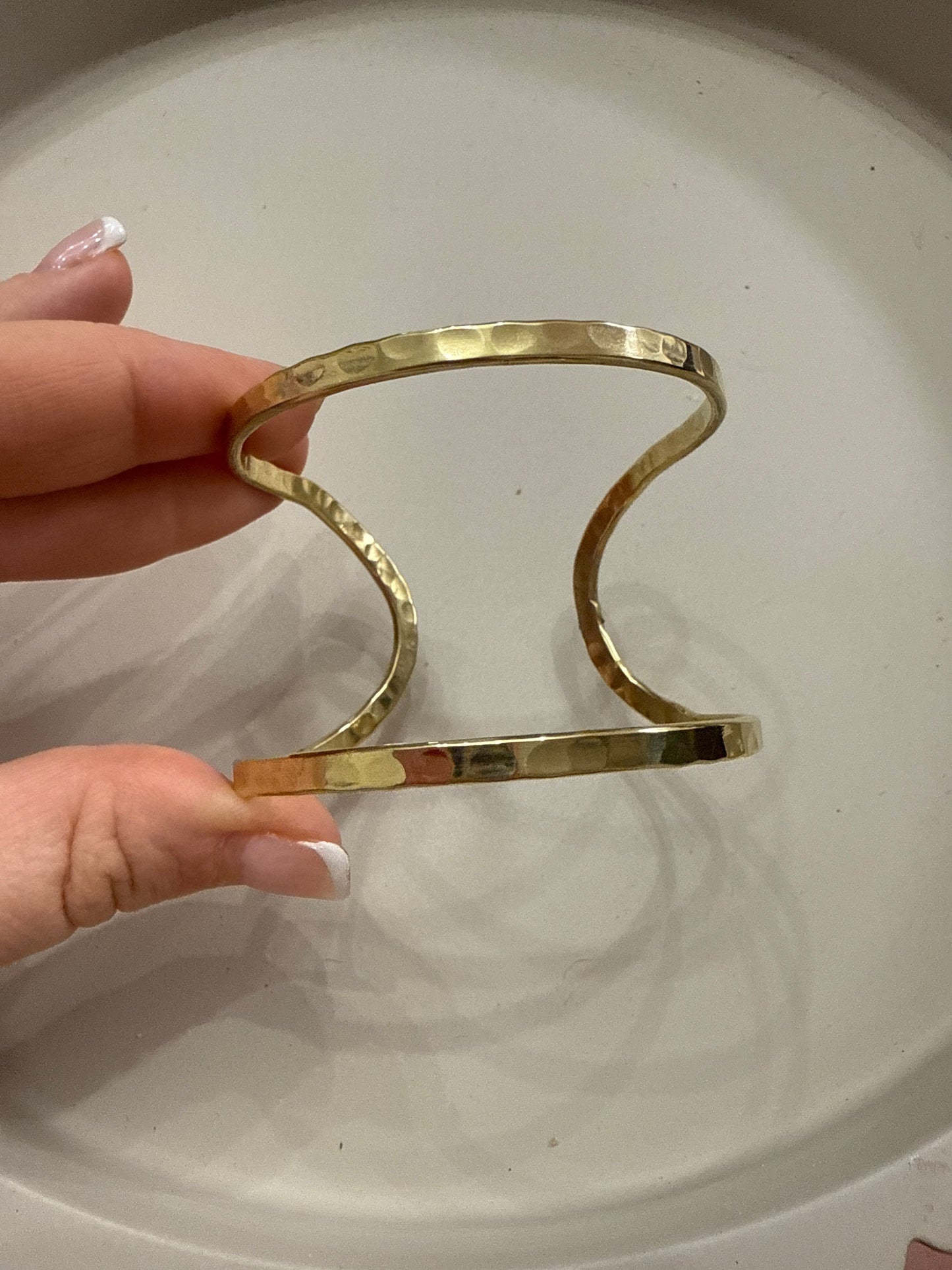 “The Golden Collection” Handmade Gold Plated Hammered Open Wide Cuff Bracelet