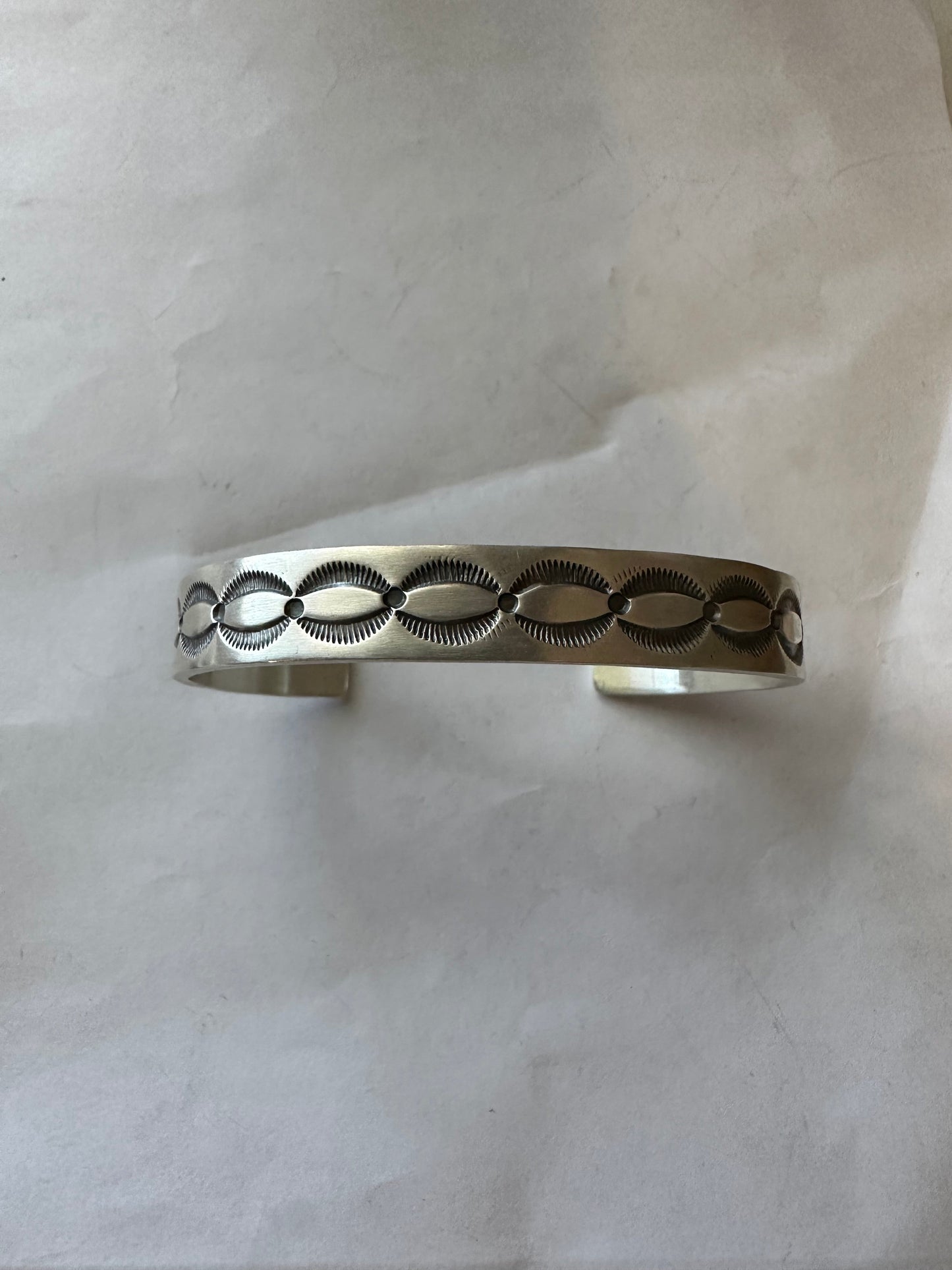 Beautiful Handcrafted Hand Stamped Bracelet Cuff Signed S.Tso
