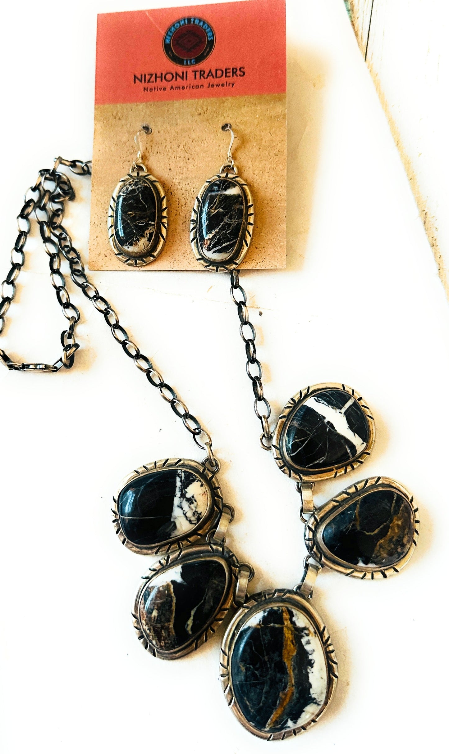 Handcrafted Sterling Silver & White Buffalo Necklace Set