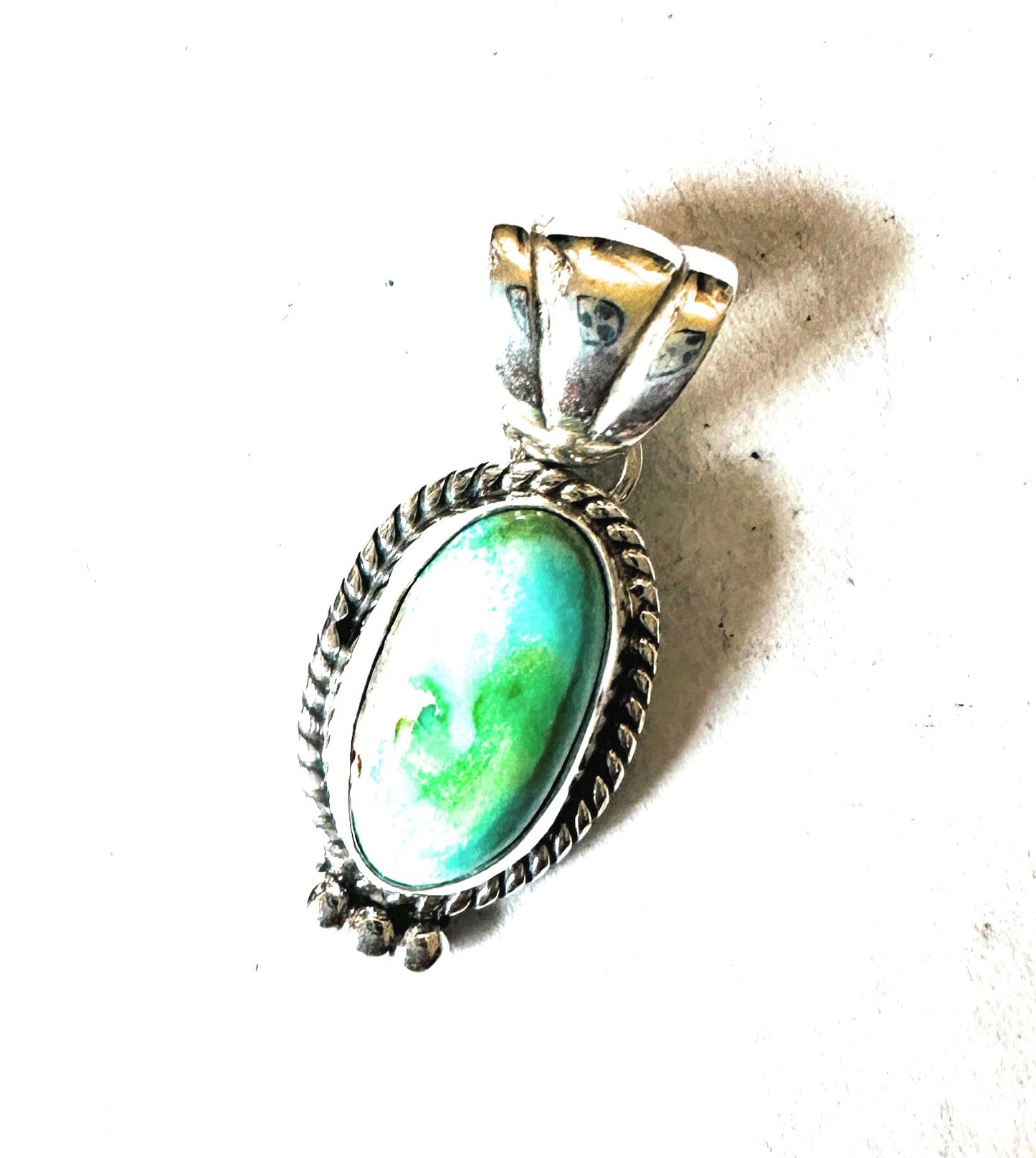 Navajo Carico Lake Turquoise and Sterling Silver Pendant