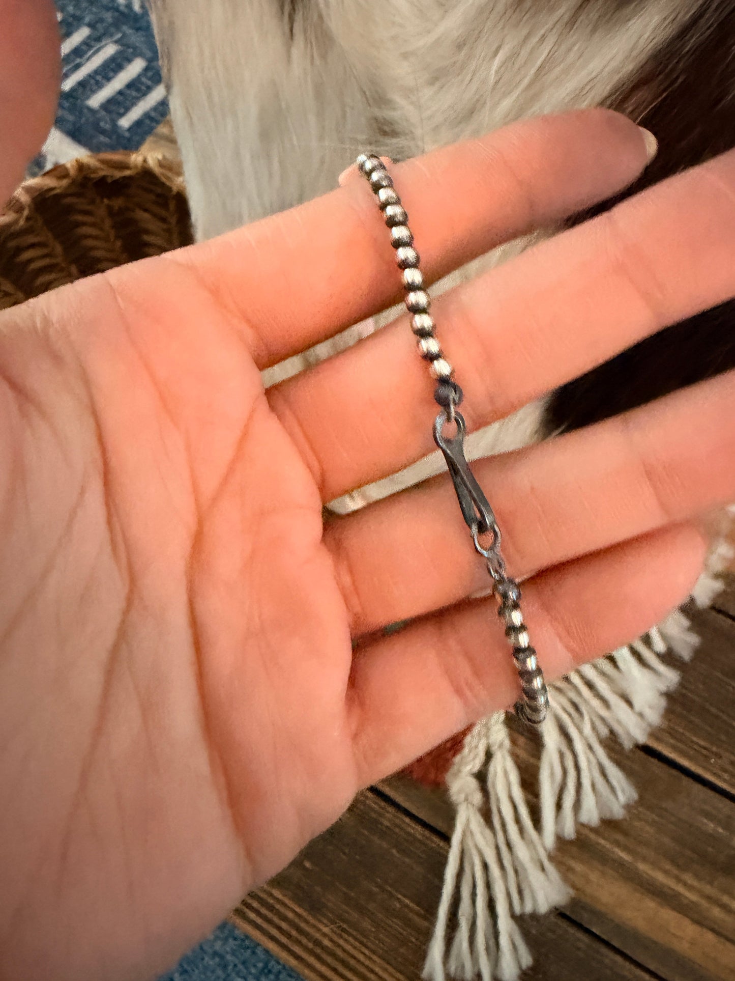 Handcrafted Mother of Pearl Star and Sterling Silver Pearl Beaded Necklace