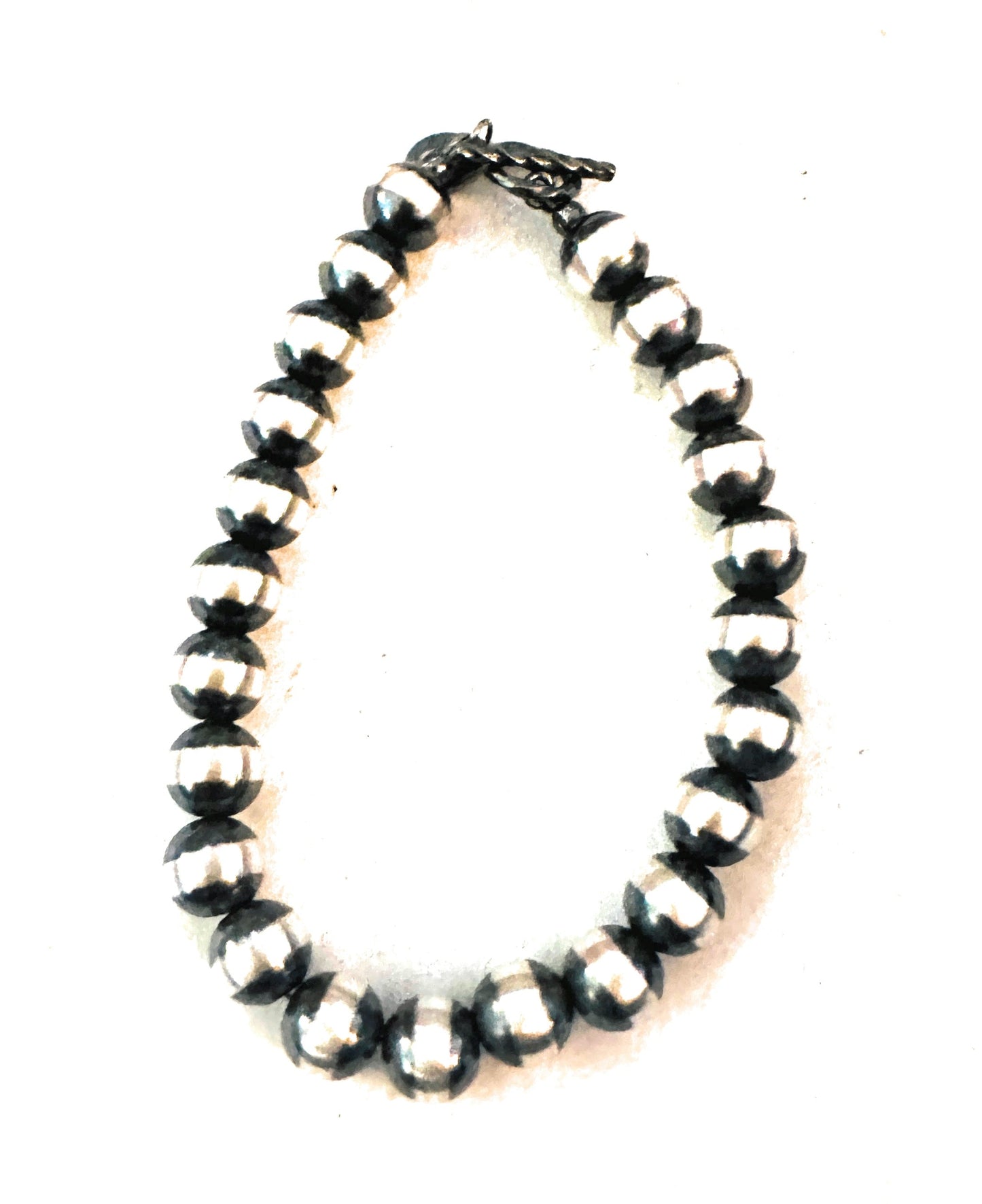 Handcrafted 6mm Sterling Silver Pearl Beaded Bracelet 7 inch