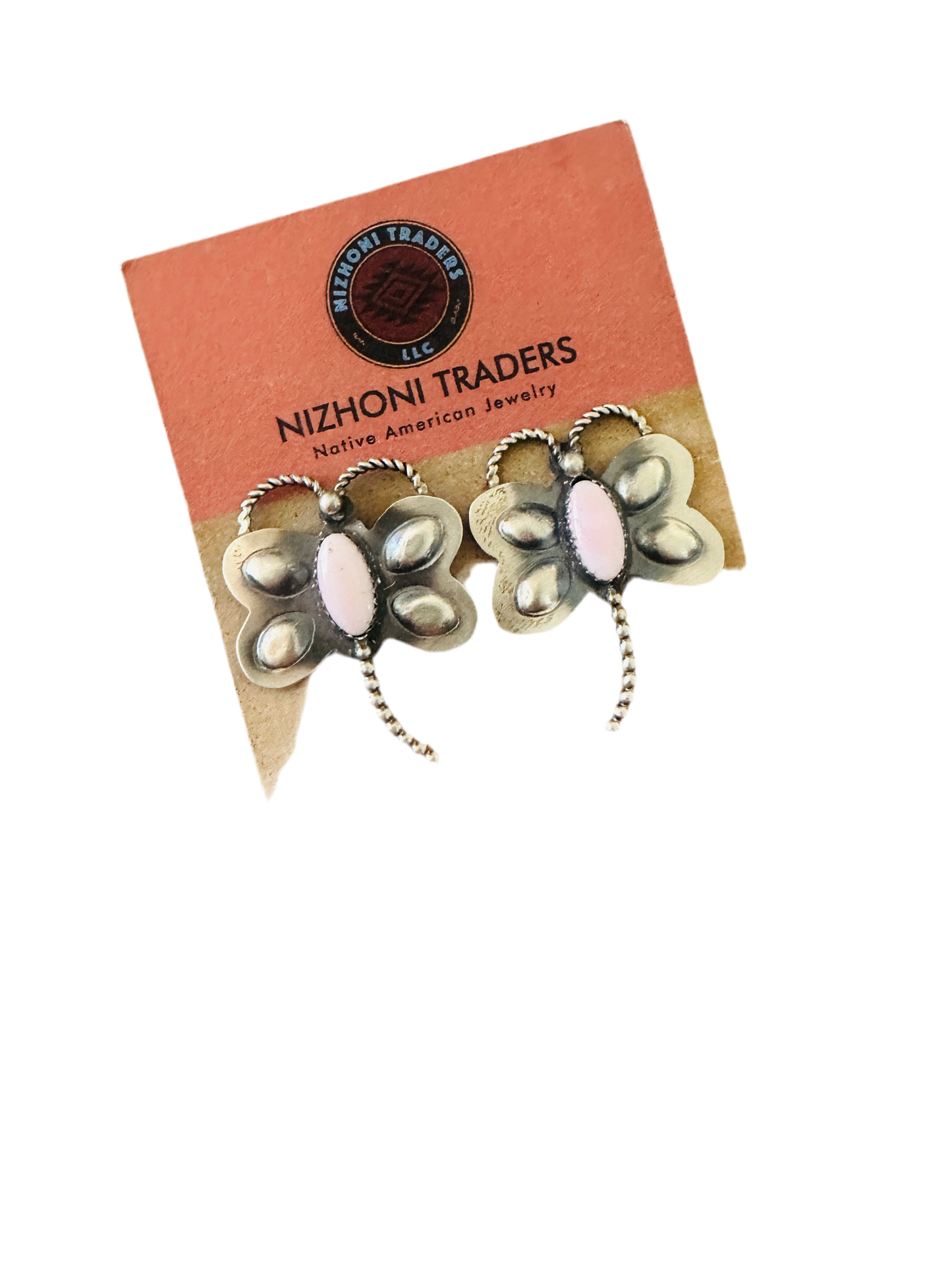 Handcrafted Queen Pink Conch & Sterling Silver Dragonfly Post Earrings
