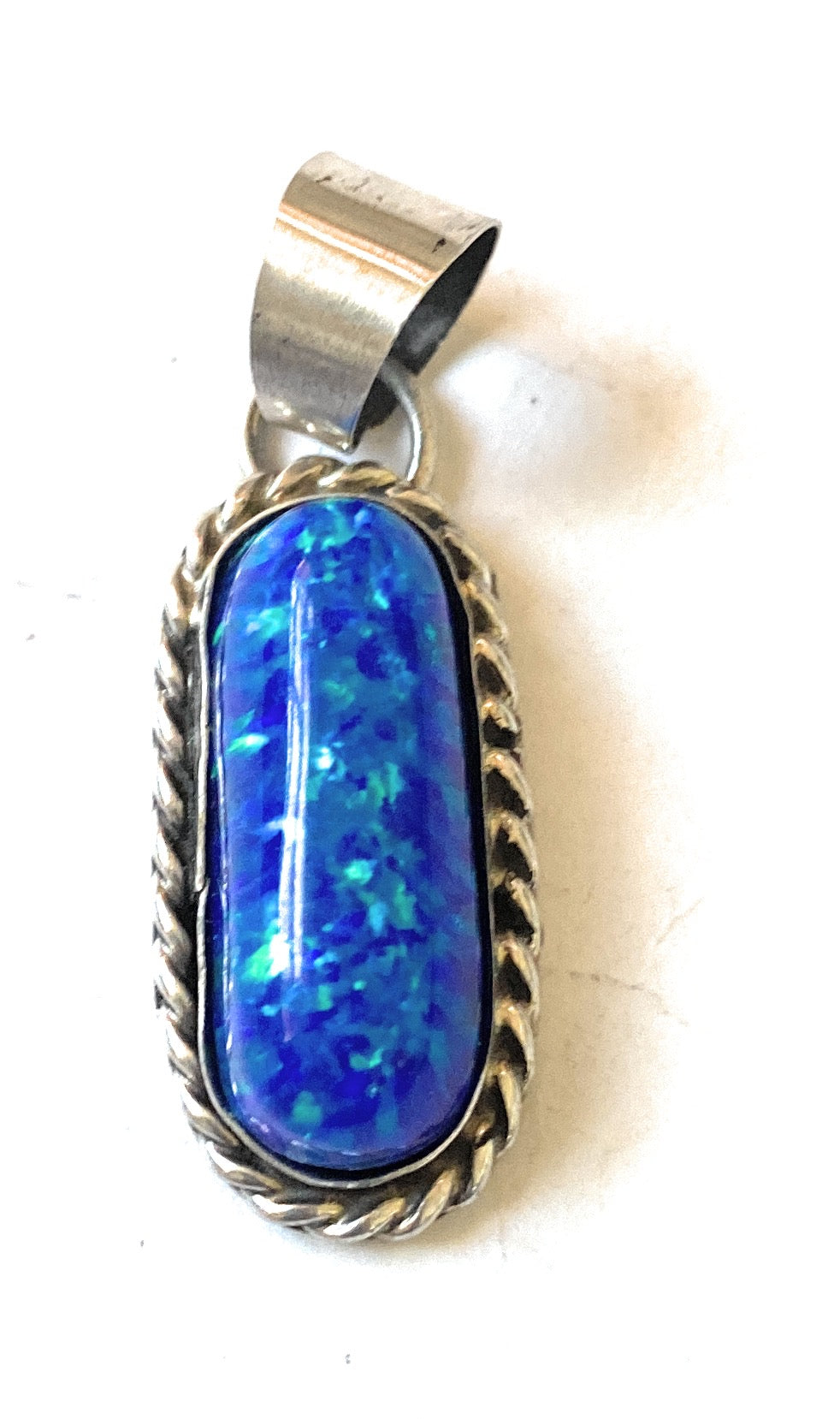Handcrafted Sterling Silver & Blue Opal Pendant