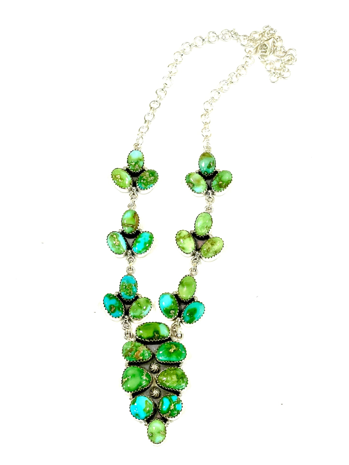 Handmade Sterling Silver & Sonoran Mountain Turquoise Cluster Necklace