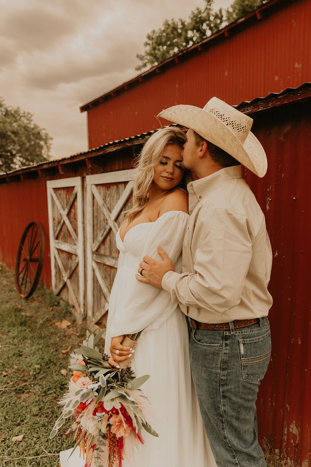 The Jenny– Custom Off-the-Shoulder Western Wedding Dress