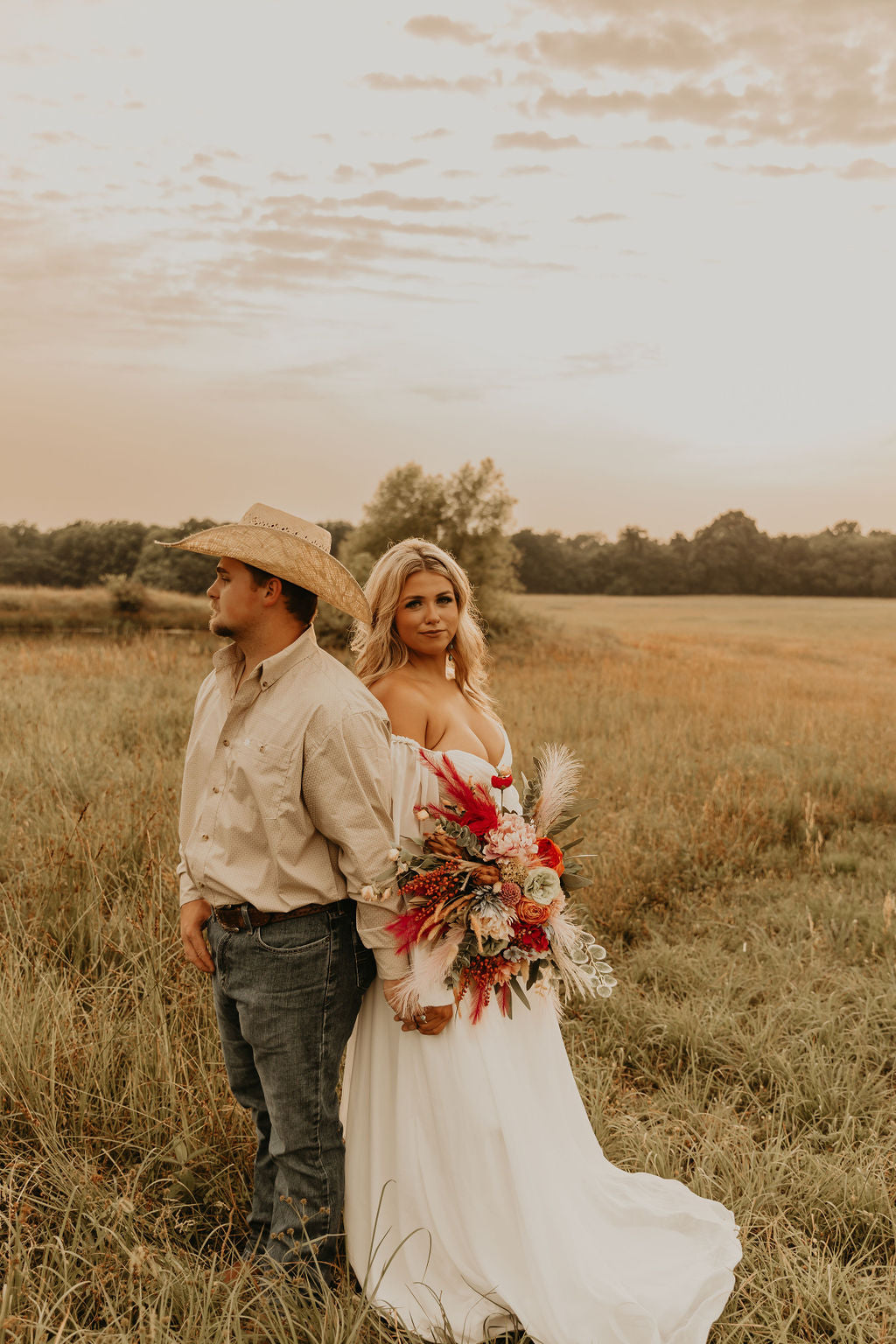 The Jenny– Custom Off-the-Shoulder Western Wedding Dress
