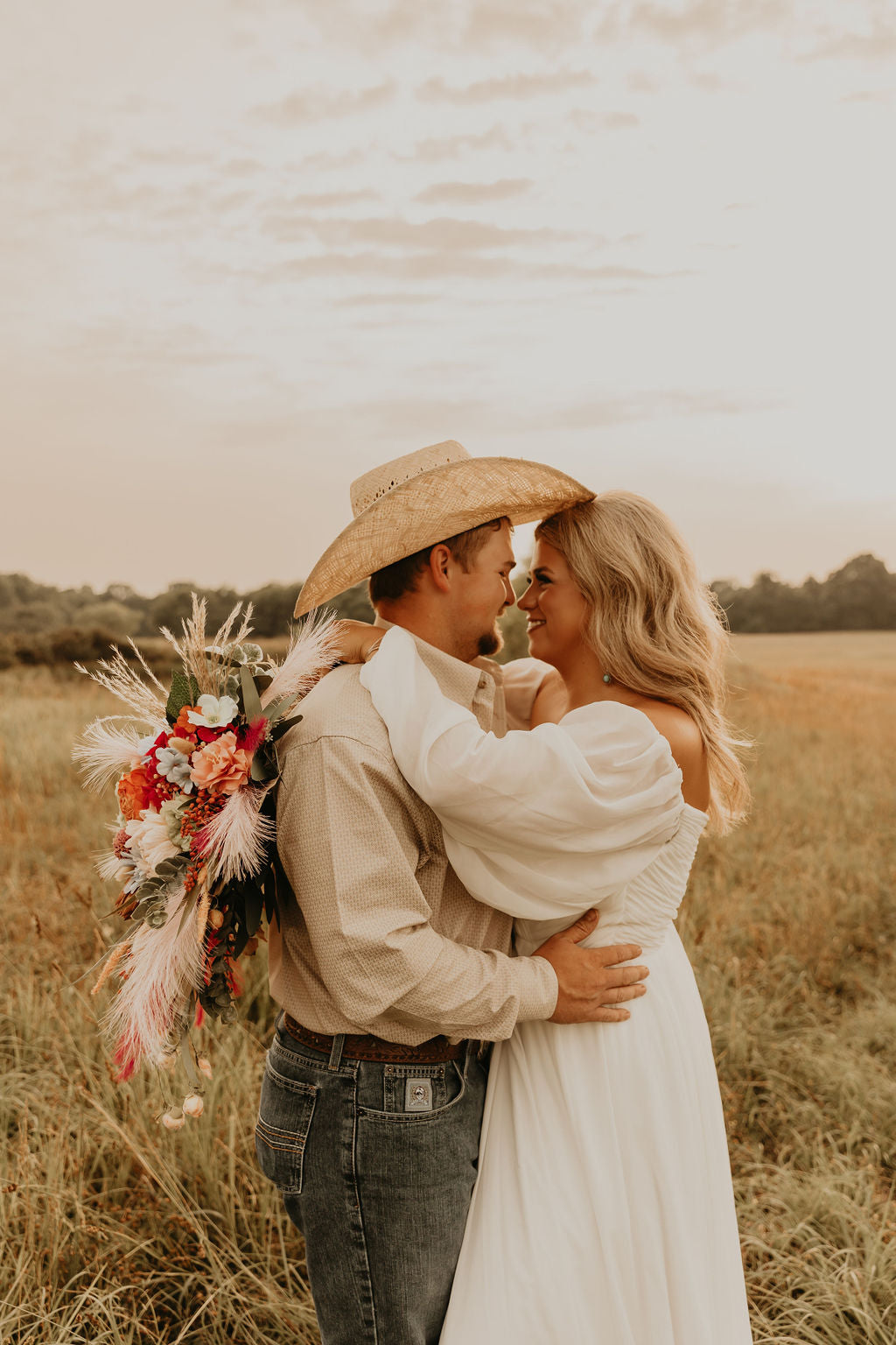 The Jenny– Custom Off-the-Shoulder Western Wedding Dress