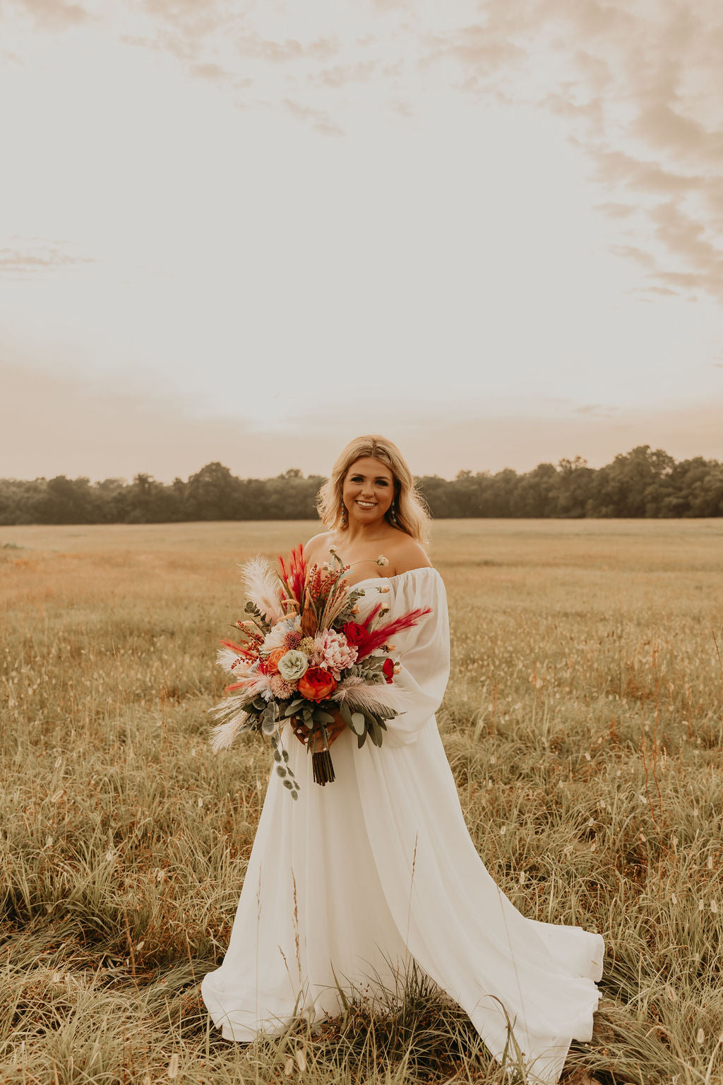 The Jenny– Custom Off-the-Shoulder Western Wedding Dress