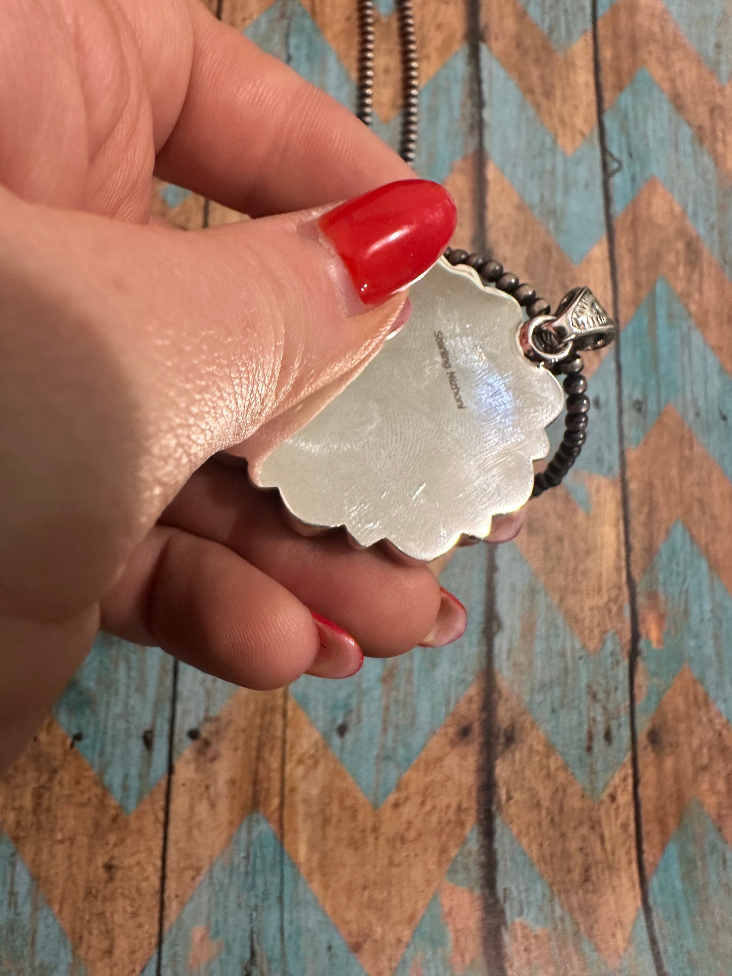Beautiful Handmade Sterling Silver & Palomino Turquoise Cluster Pendant