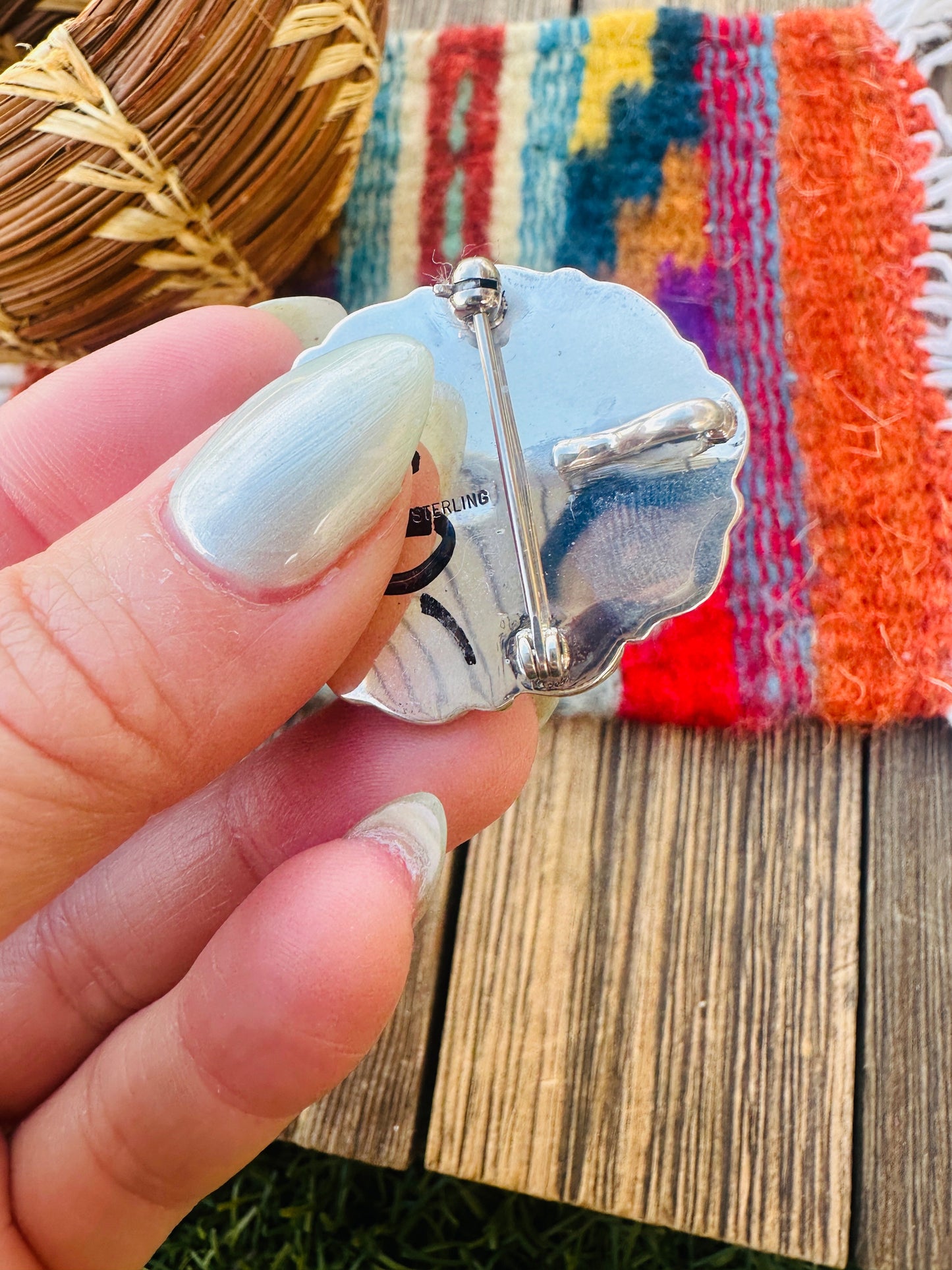 Handcrafted Sterling Silver and Multi Stone Cluster Brooch/ Pendant