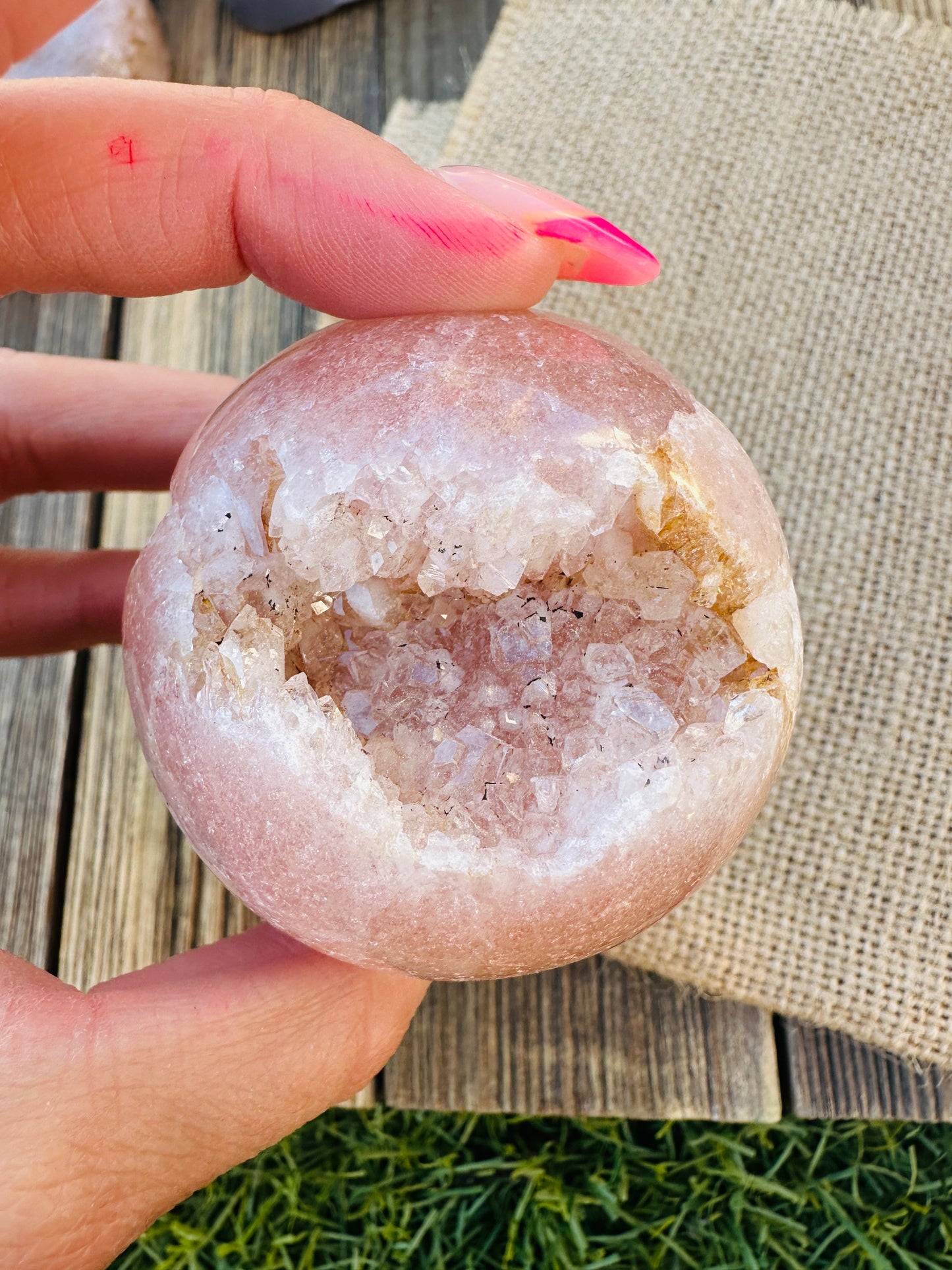 Nizhoni Crystals ✨ Pink Amethyst Geode Sphere