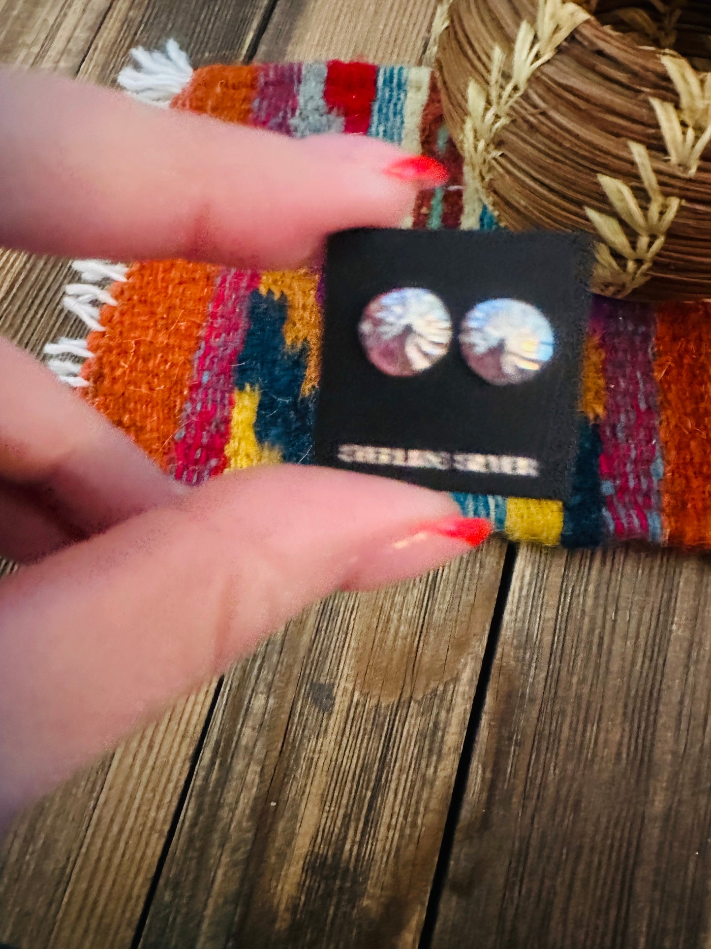 Handcrafted Sterling Silver Concho Stud Earrings