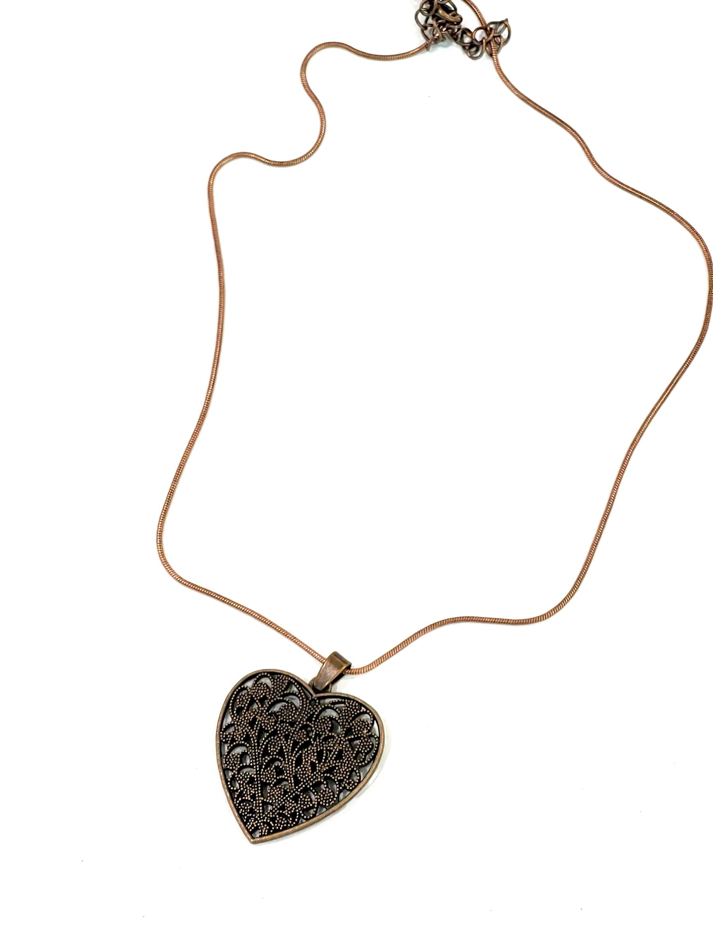 Vintage Handmade Copper Heart Necklace