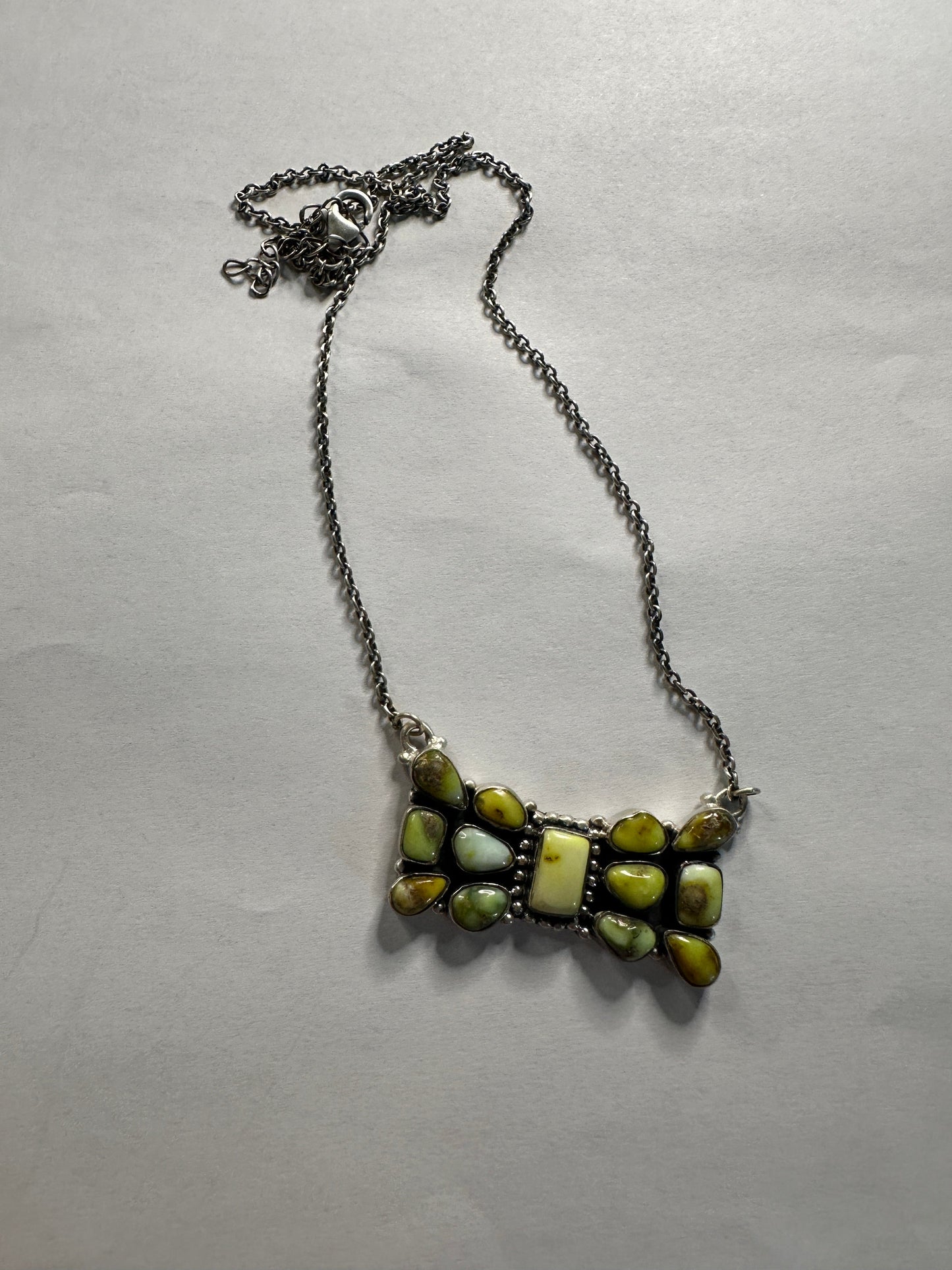 Handmade Sterling Silver Palomino Turquoise Necklace square center