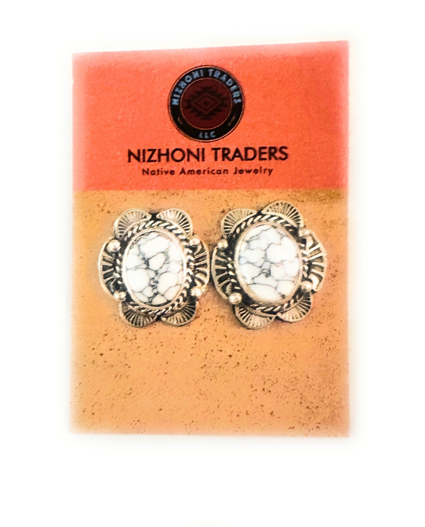 Handcrafted Howlite and Sterling Silver Post Earrings