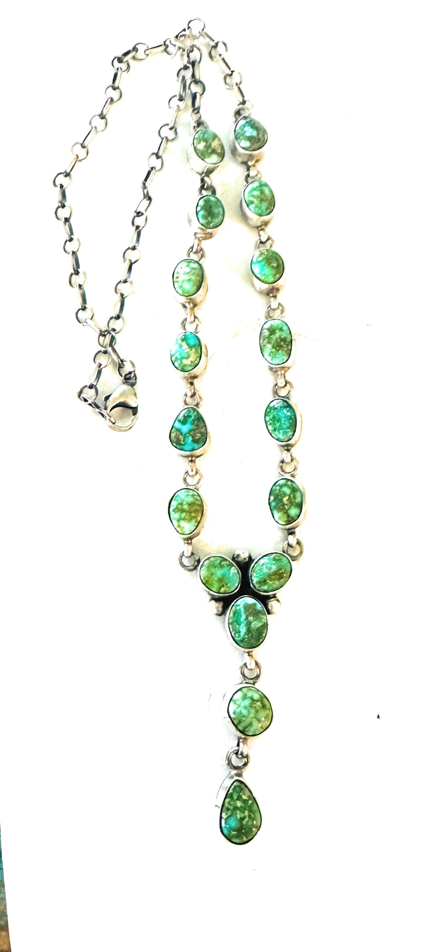 Handcrafted Sterling Silver & Sonoran Mountain Turquoise Lariat Necklace