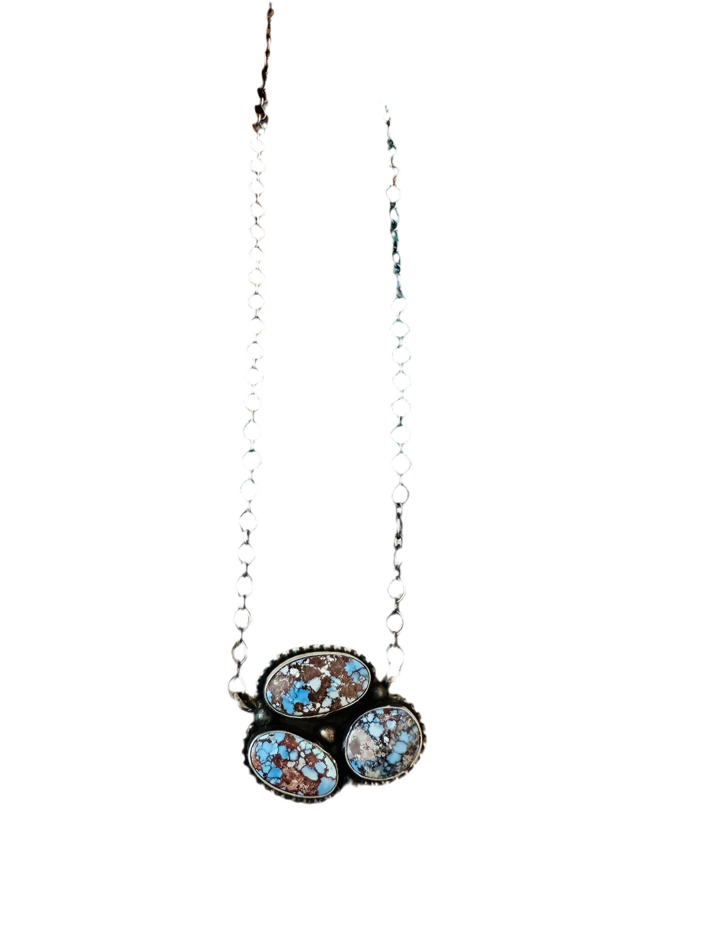 Handcrafted Sterling Silver & Golden Hills Turquoise 3 Stone Necklace