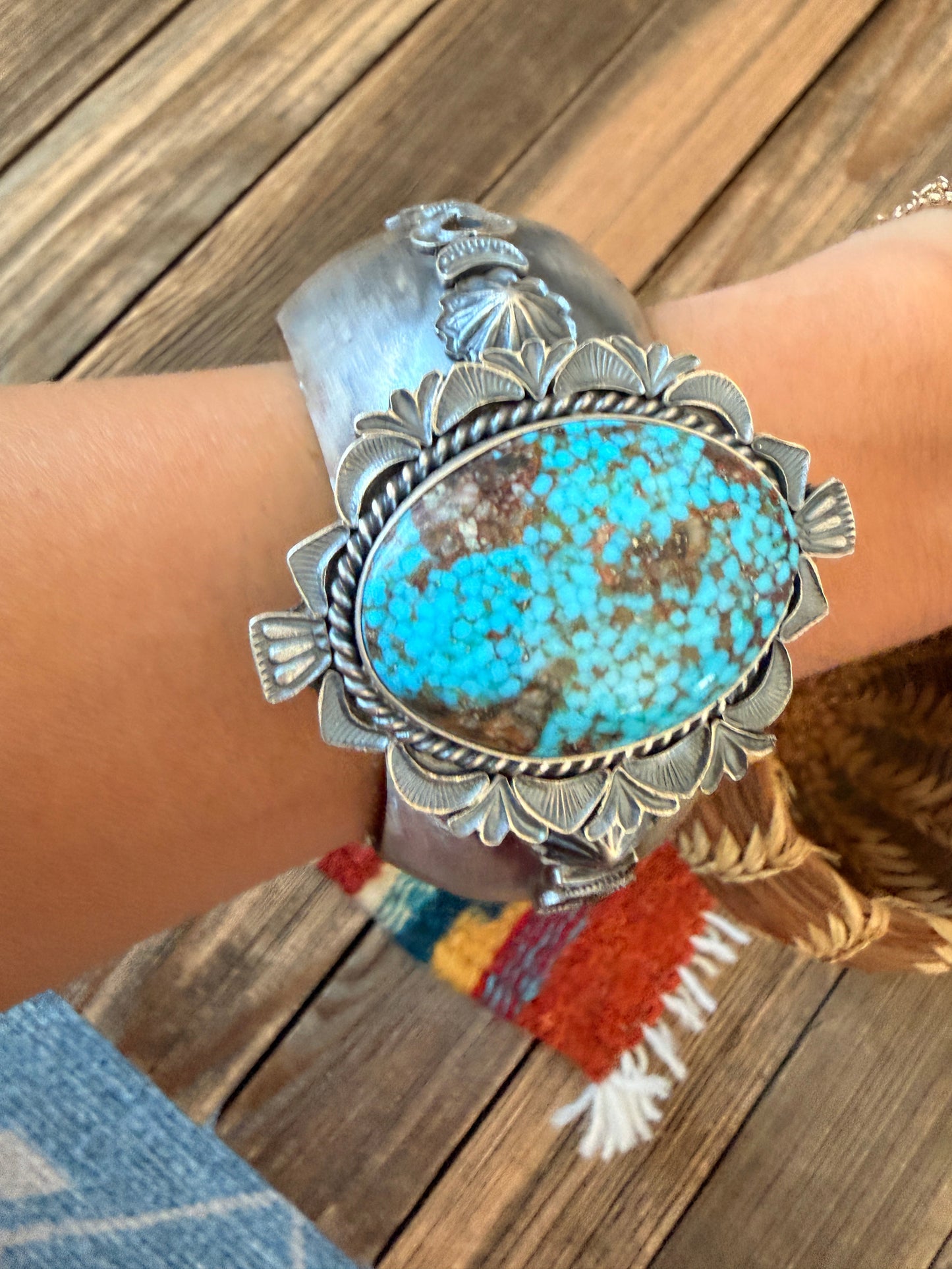 Handcrafted Sleeping Beauty Turquoise & Sterling Silver Cuff Bracelet by Kevin Billah
