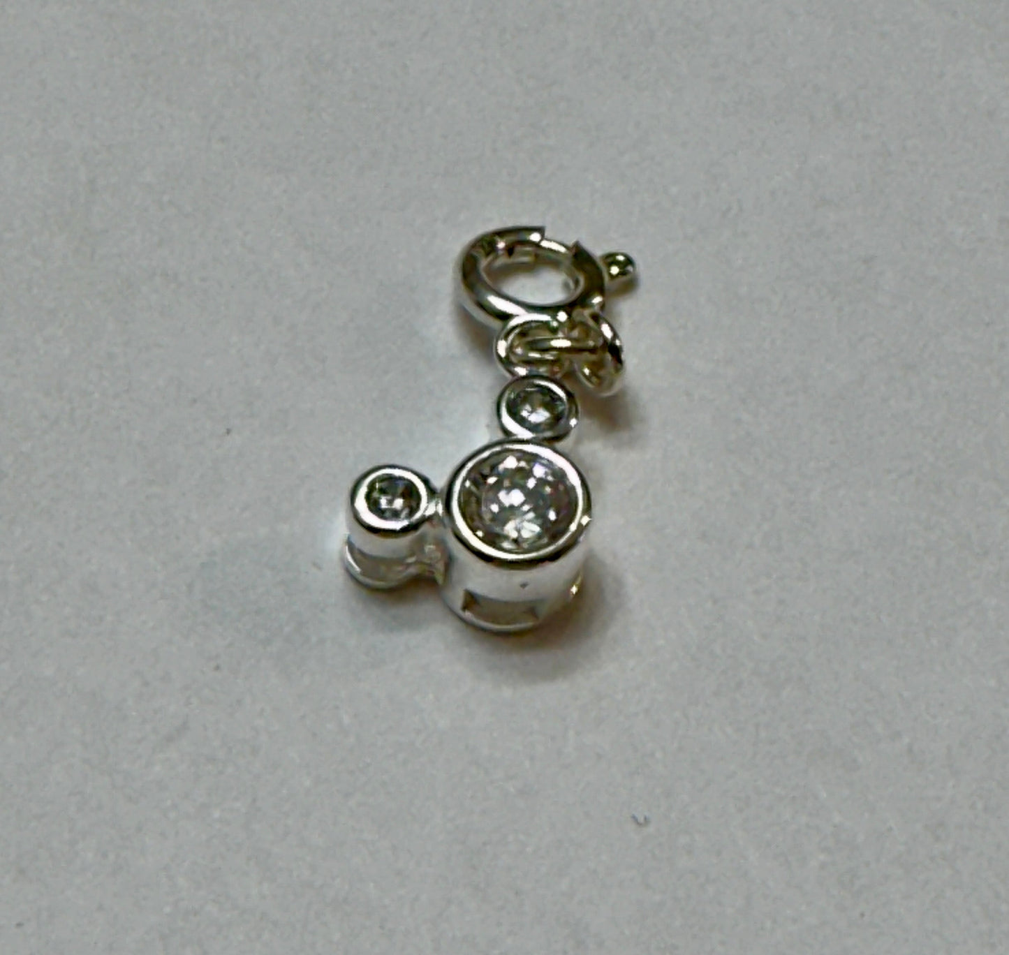 Sterling Silver Mouse Ears CZ Charm