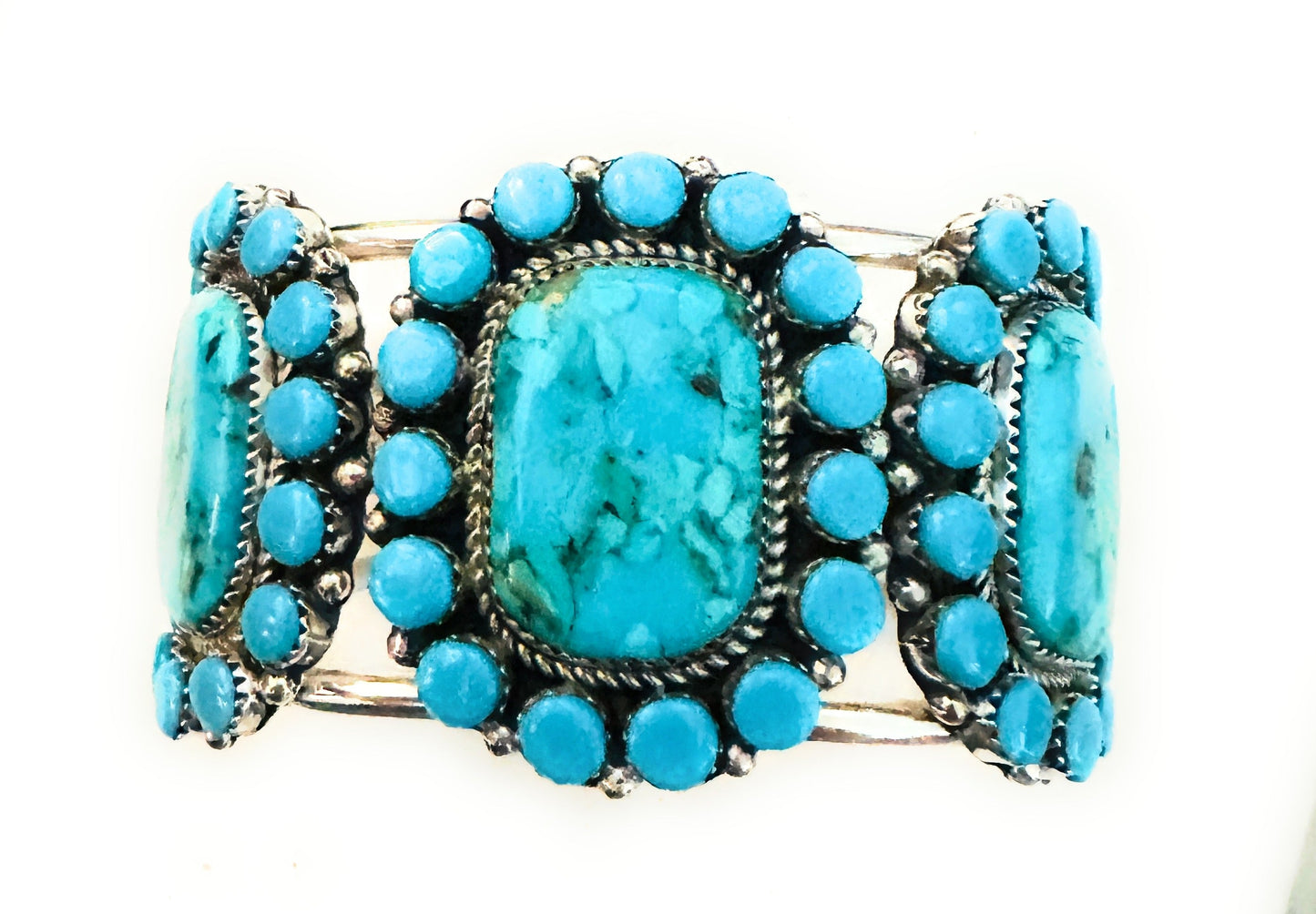 Handcrafted Kingman Turquoise & Sterling Silver Cuff Bracelet /