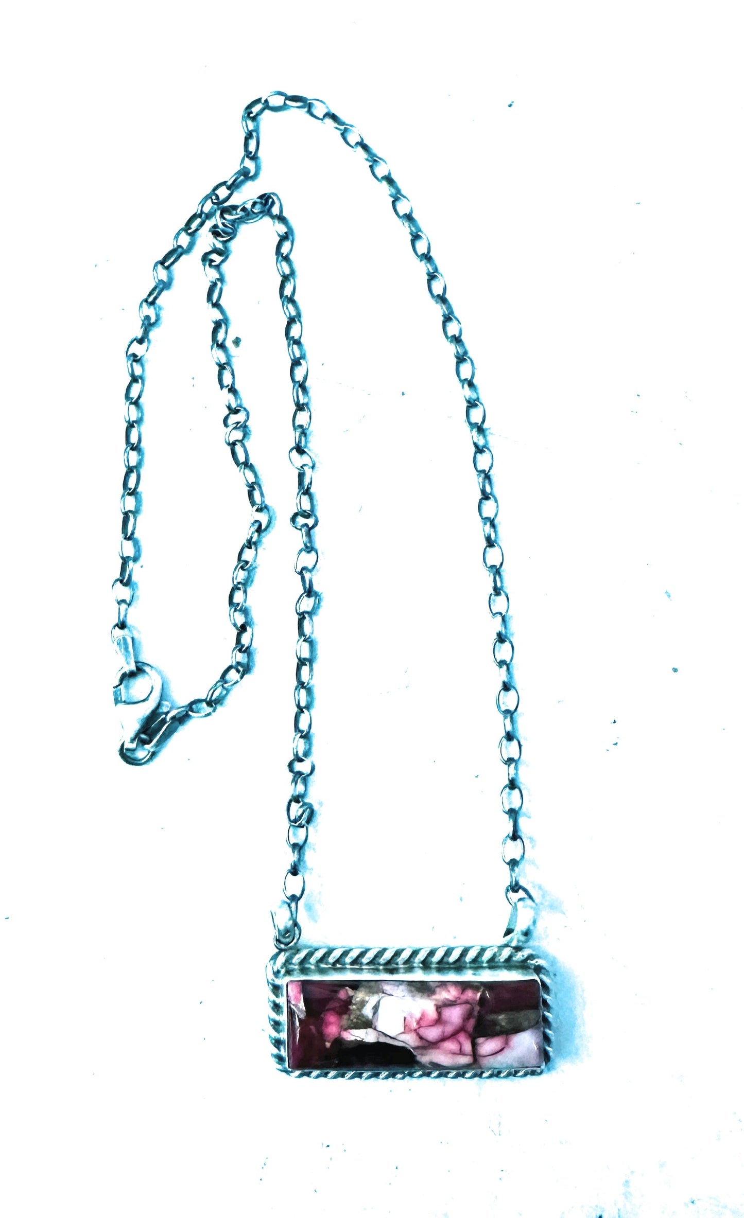 Handcrafted Rose Dahlia & Sterling Silver Bar Necklace
