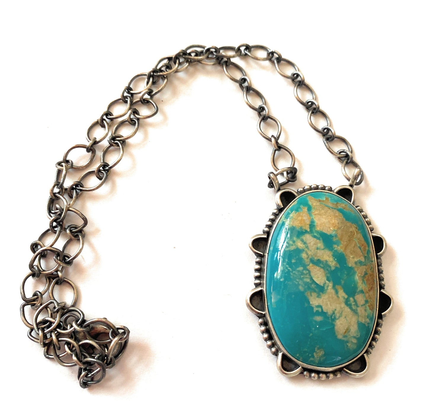Handcrafted Sterling Silver & Royston Turquoise Necklace