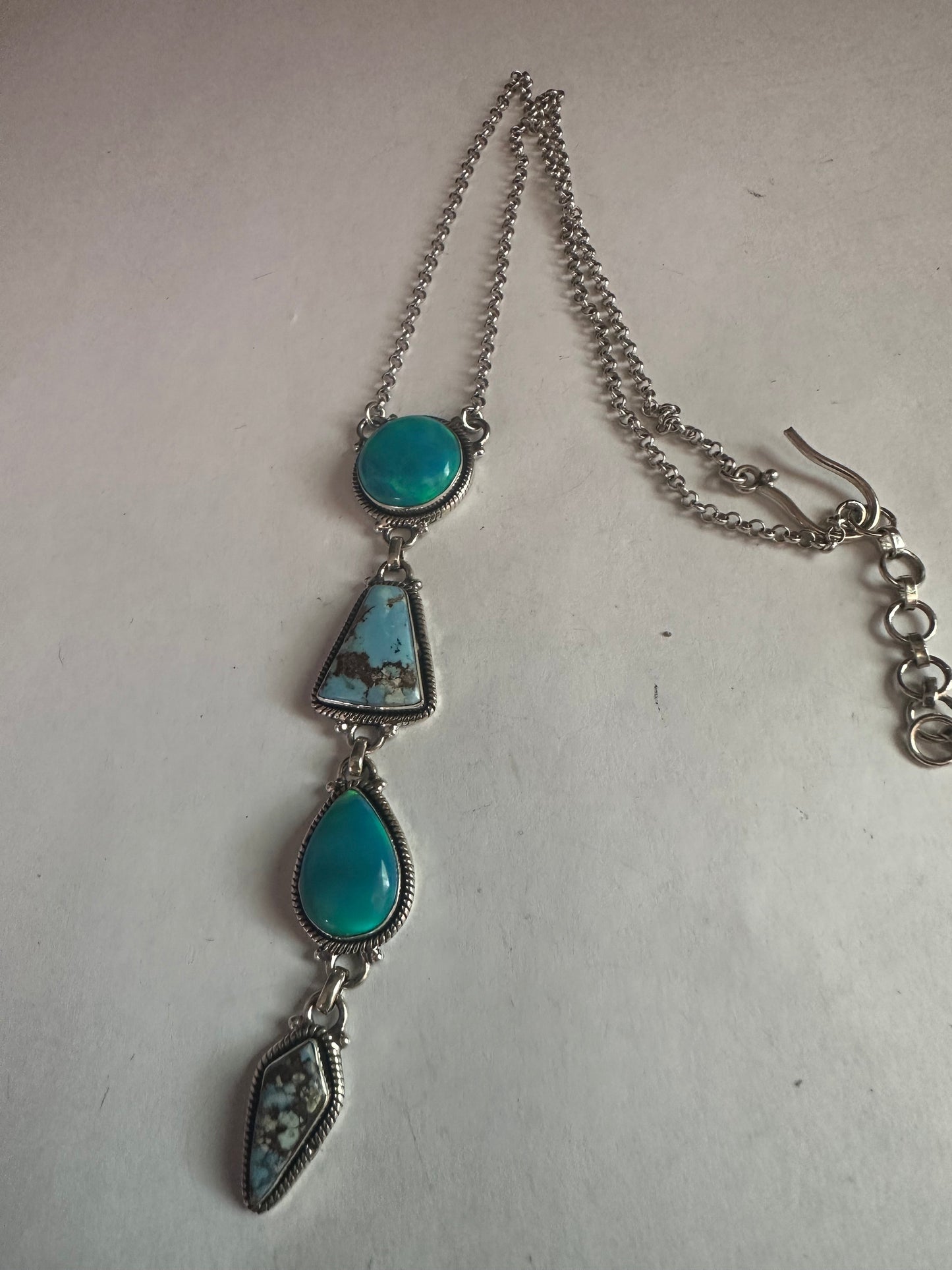 Handmade Golden Hills Turquoise & Blue Opal 4 Stone Necklace