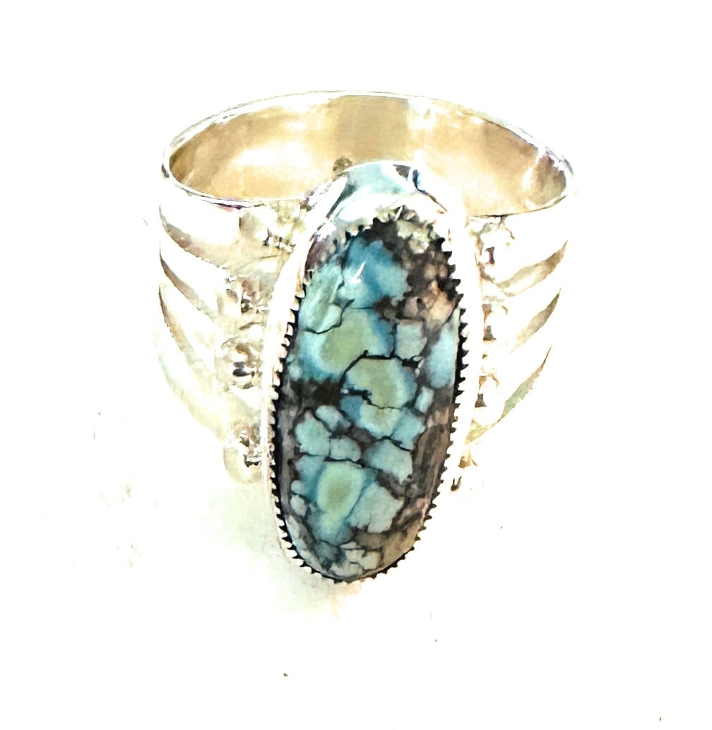 Handcrafted Variscite & Sterling Silver Ring Size 9.5
