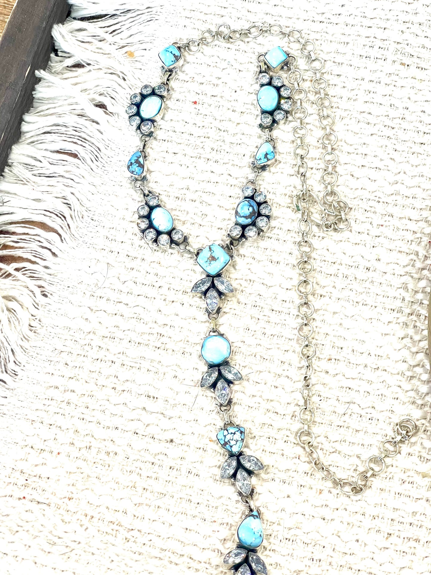 Handcrafted Sterling Silver, Golden Hills & CZ Necklace