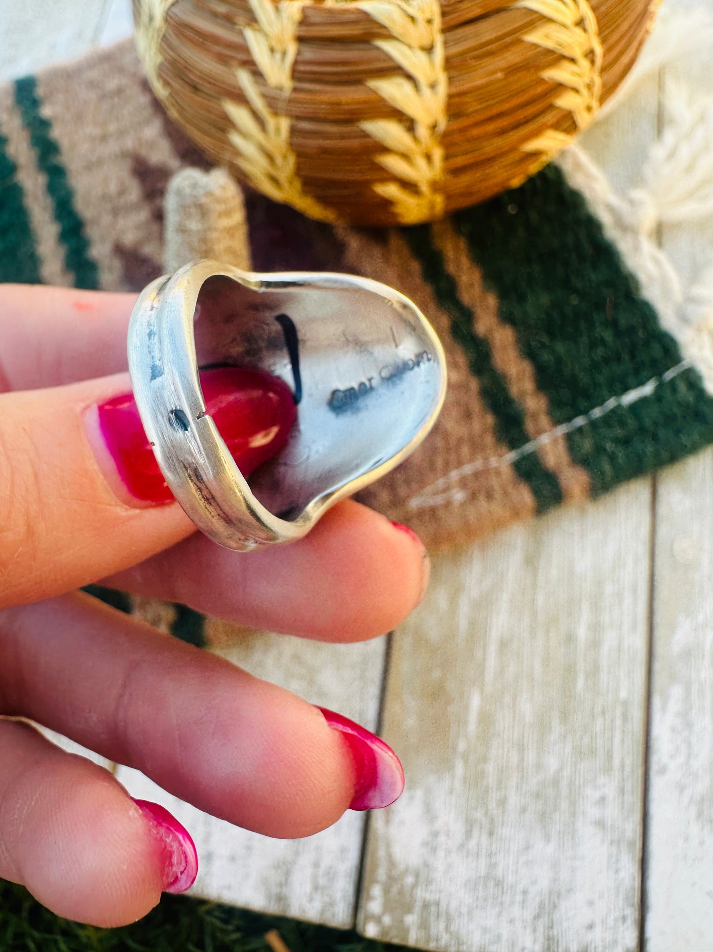 Handcrafted Queen Pink Conch & Sterling Silver Cluster Ring