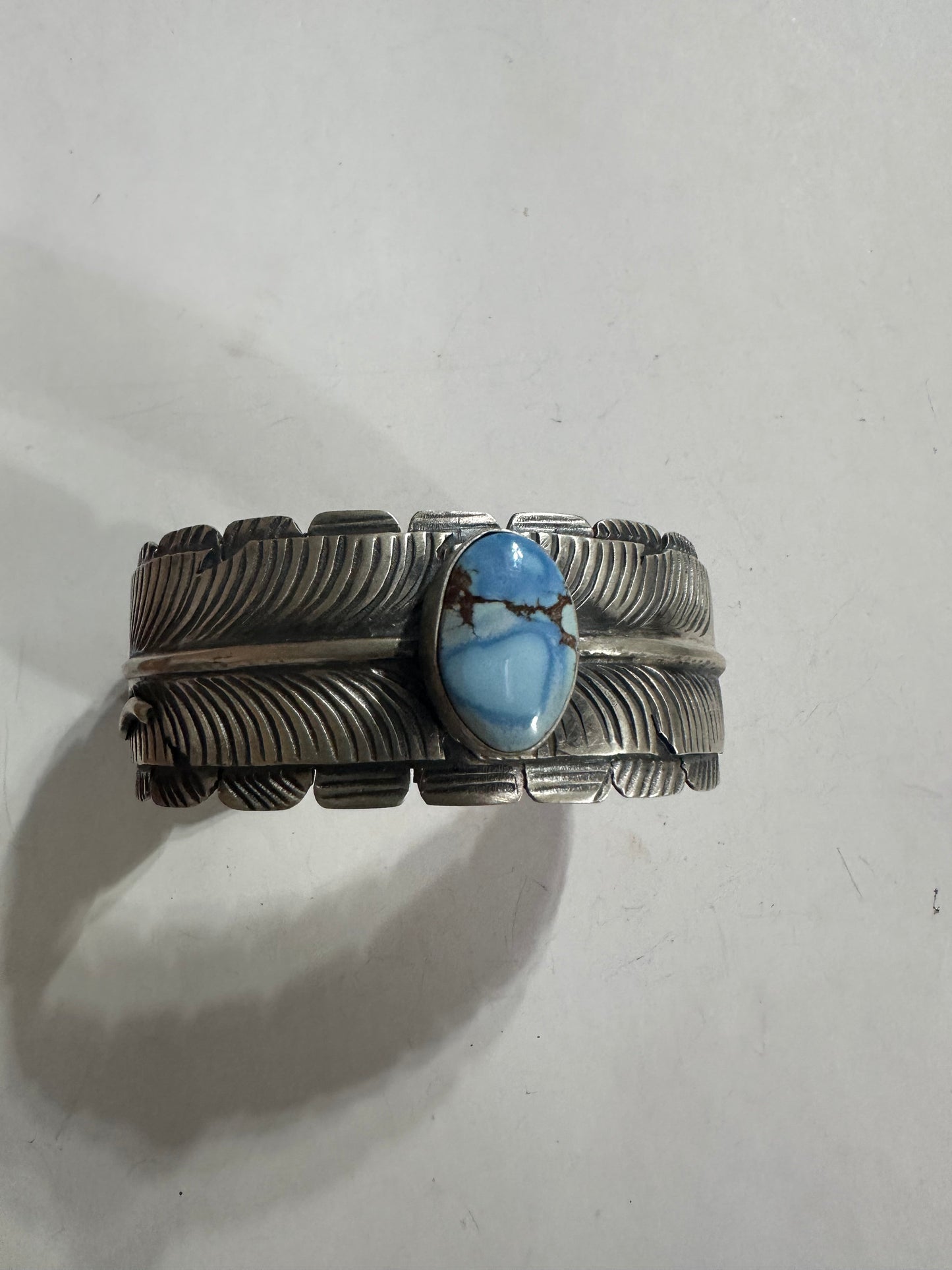Handcrafted Golden Hill Turquoise & Sterling Silver Cuff Bracelet Signed KM