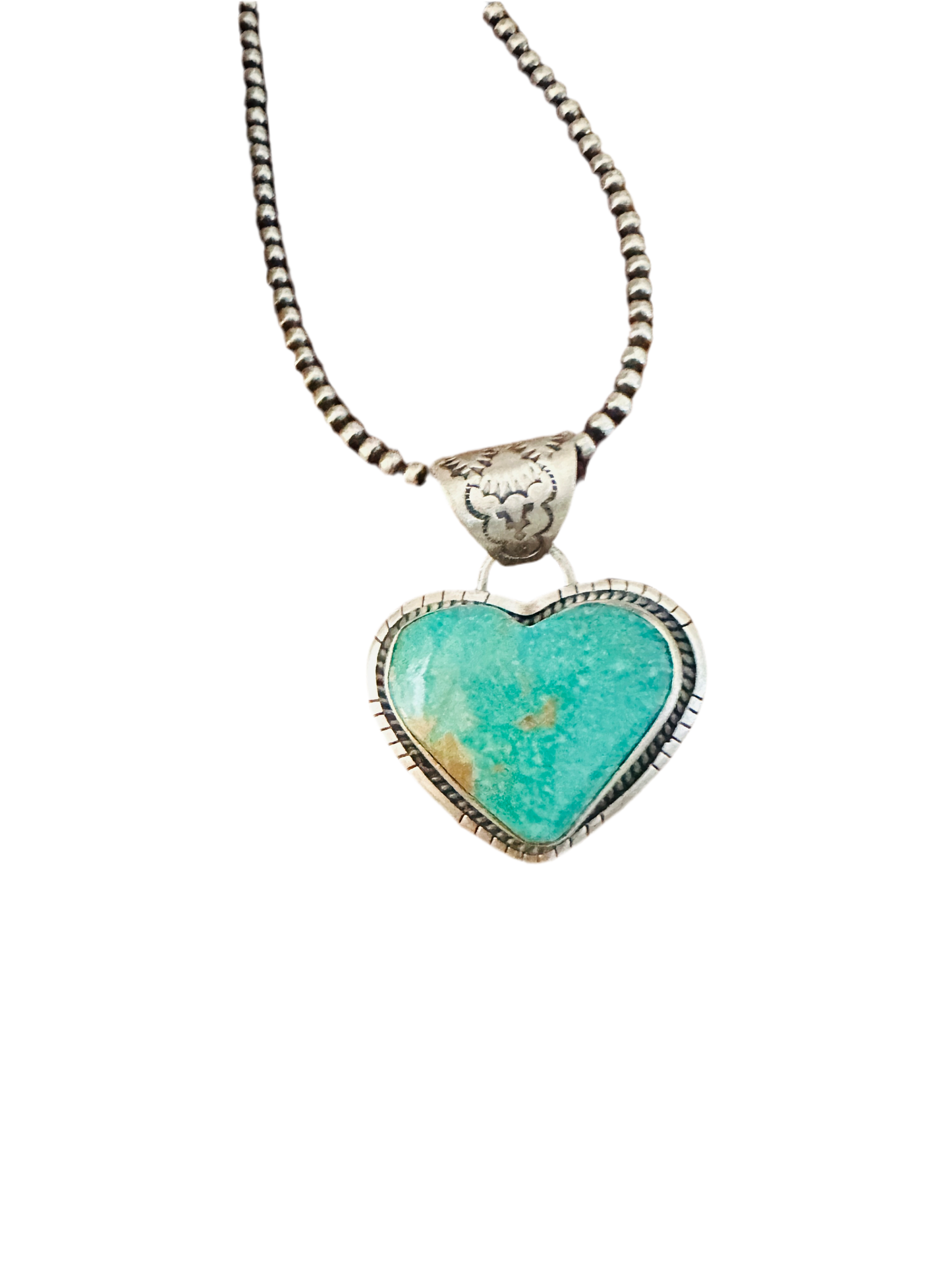Handmade Turquoise & Sterling Silver Heart Pendant
