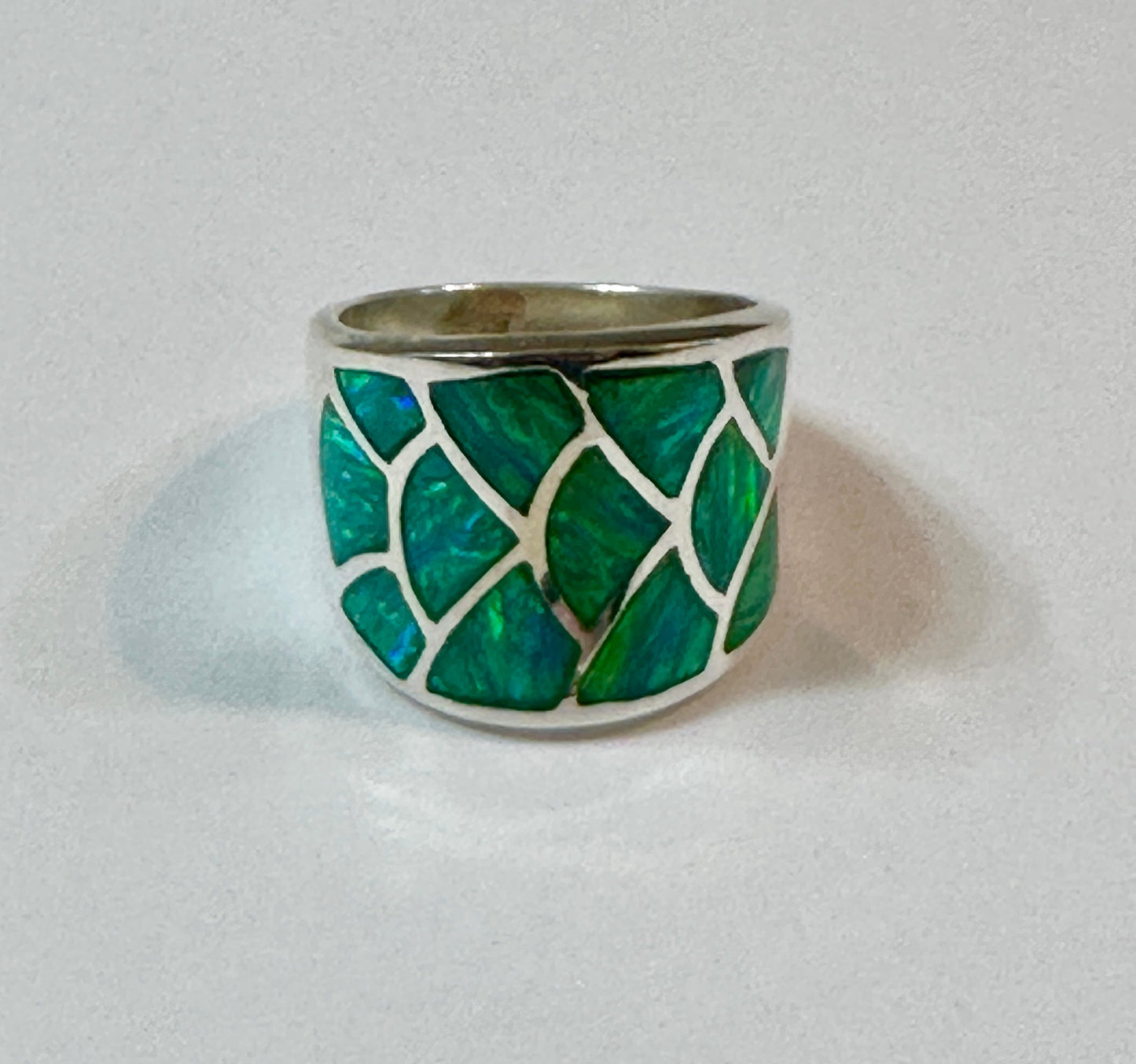Green Opal Sterling Silver Mermaid Ring Size 7