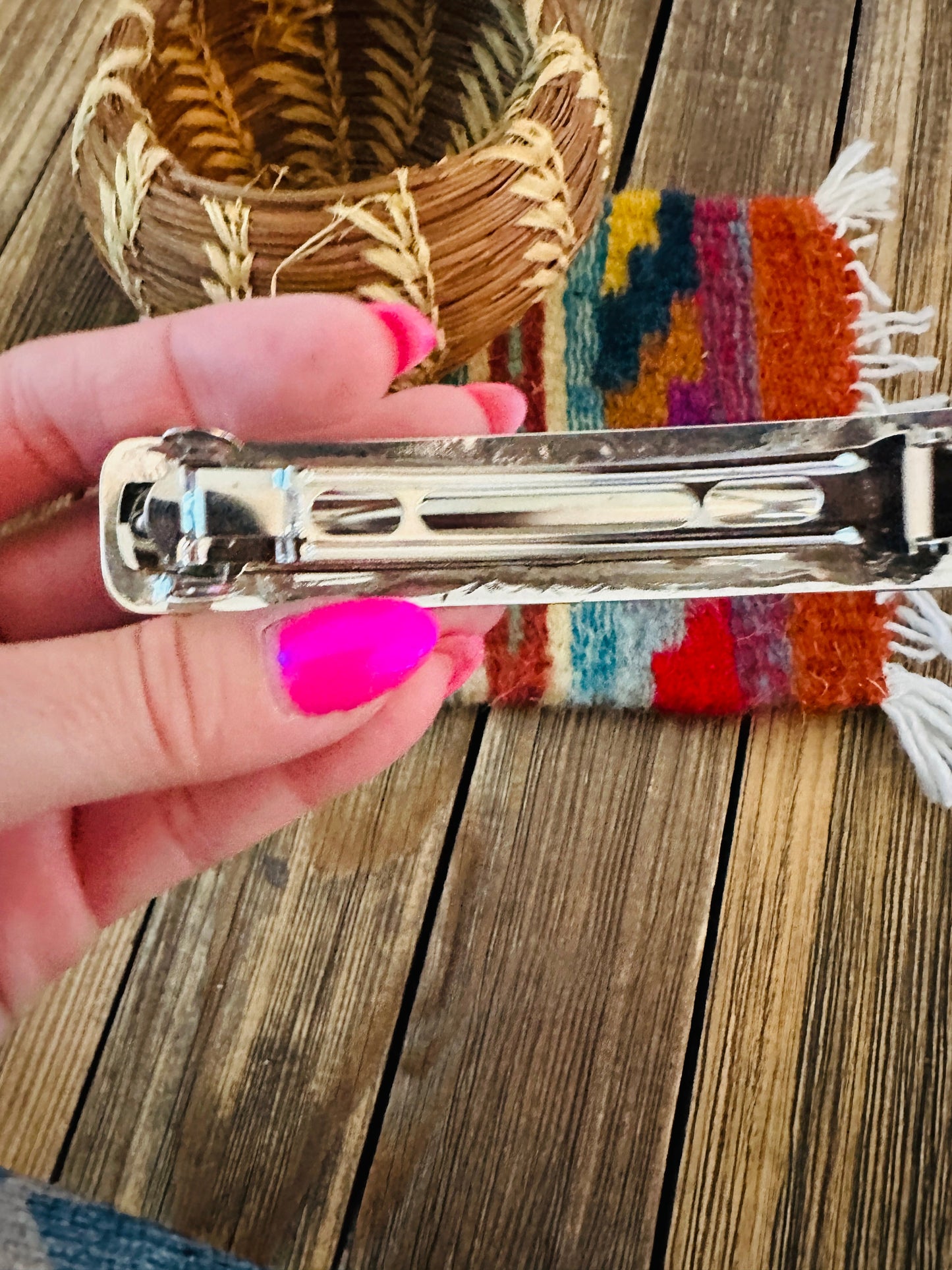 Handcrafted Turquoise & Sterling Silver Concho Hair Barrette