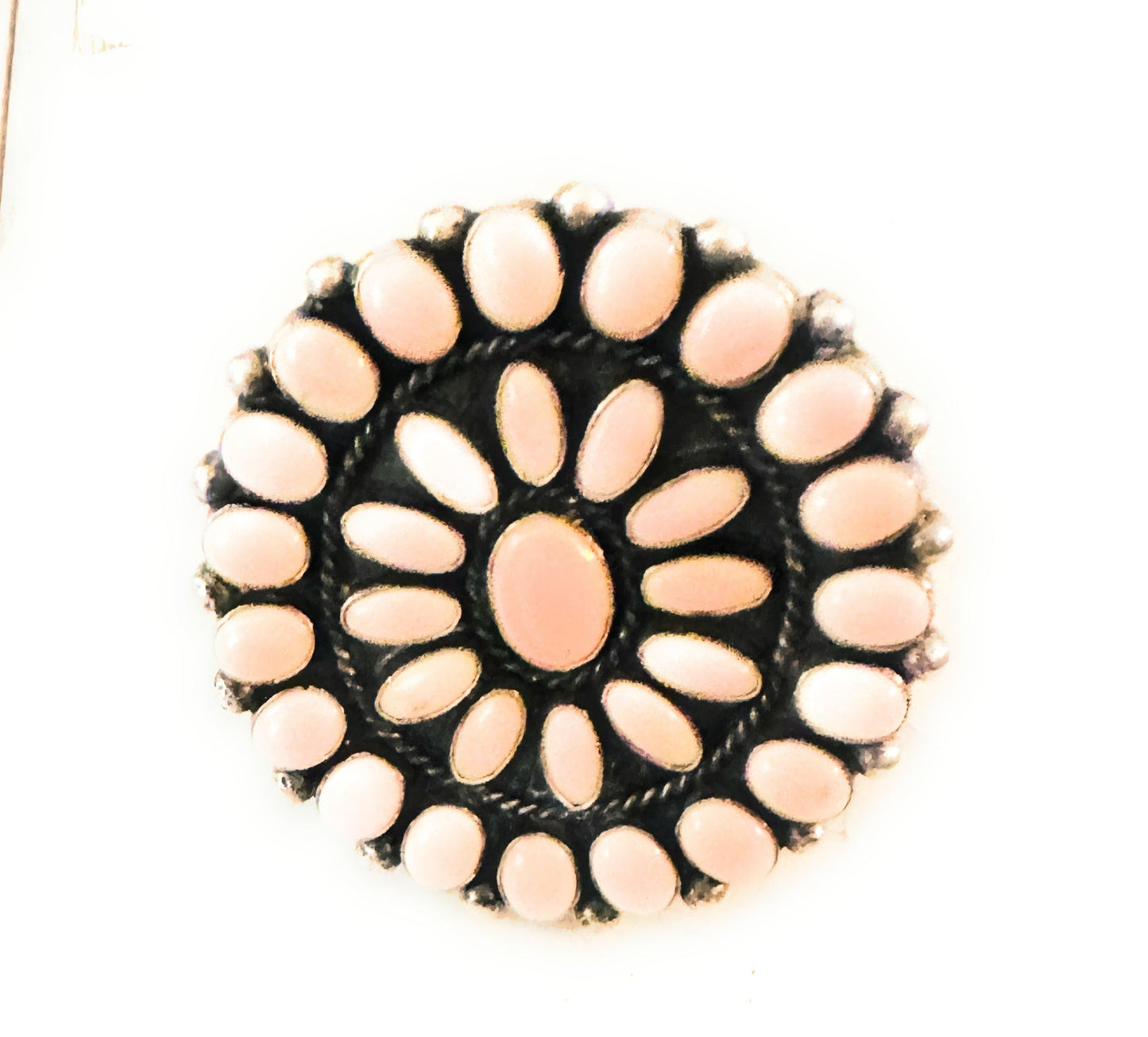 Handcrafted Queen Pink Conch Shell & Sterling Silver Cluster Cuff Bracelet
